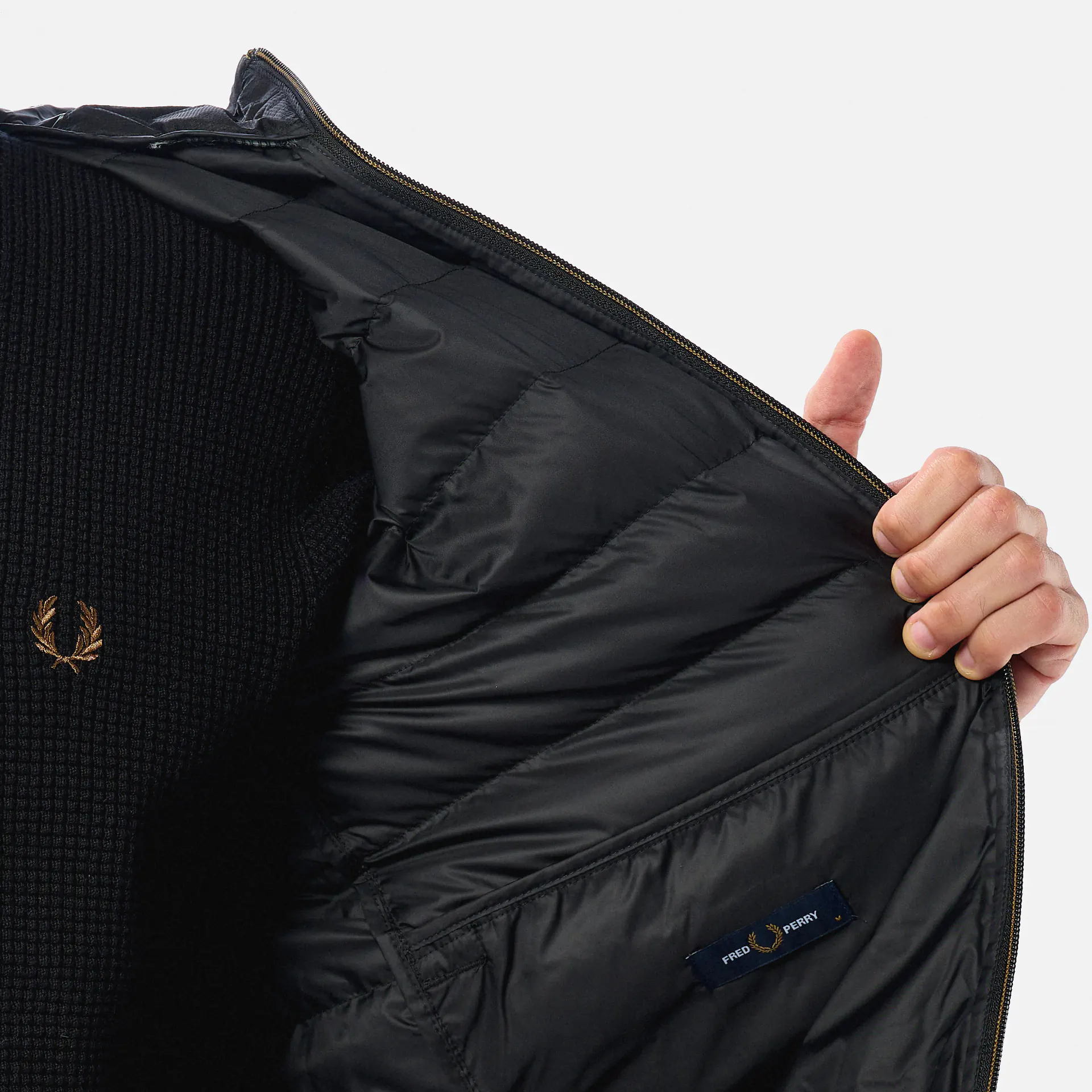Fred Perry Hooded Insulated Jacket Black