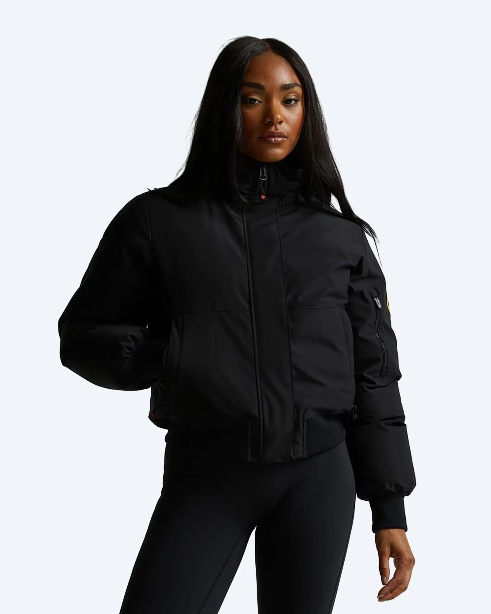 Zavetti Canada Olivia Hooded Bomber Jacket Black