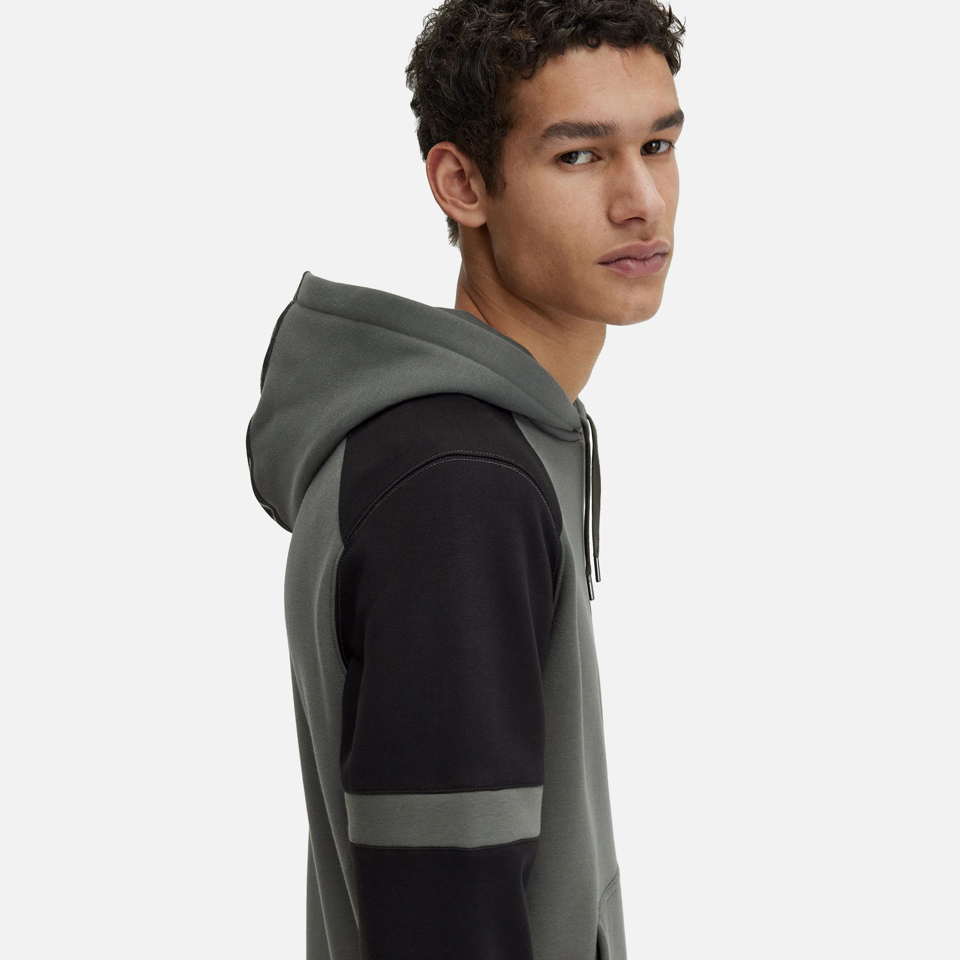Fred Perry Colour Block Hoodie Field Green