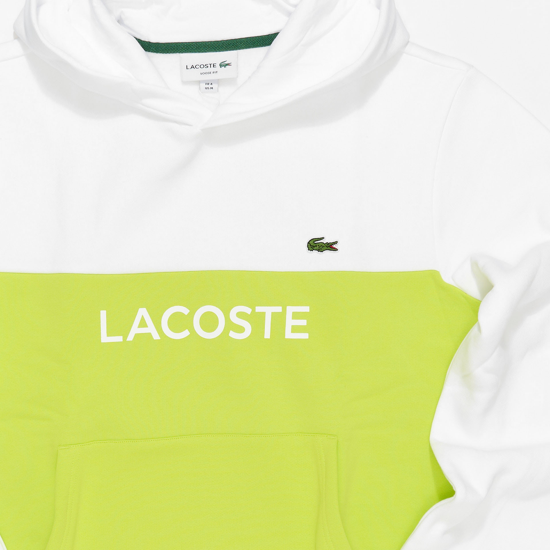 Lacoste Color Block Hoody White/Lime