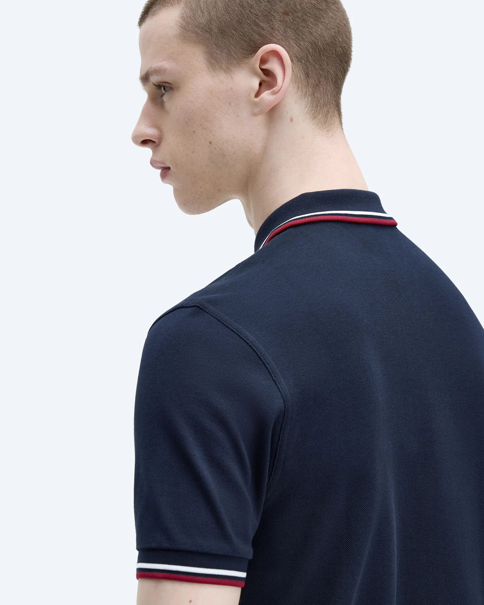 Fred Perry Twin Tipped Polo Shirt Navy/Snow White/Burnt Red