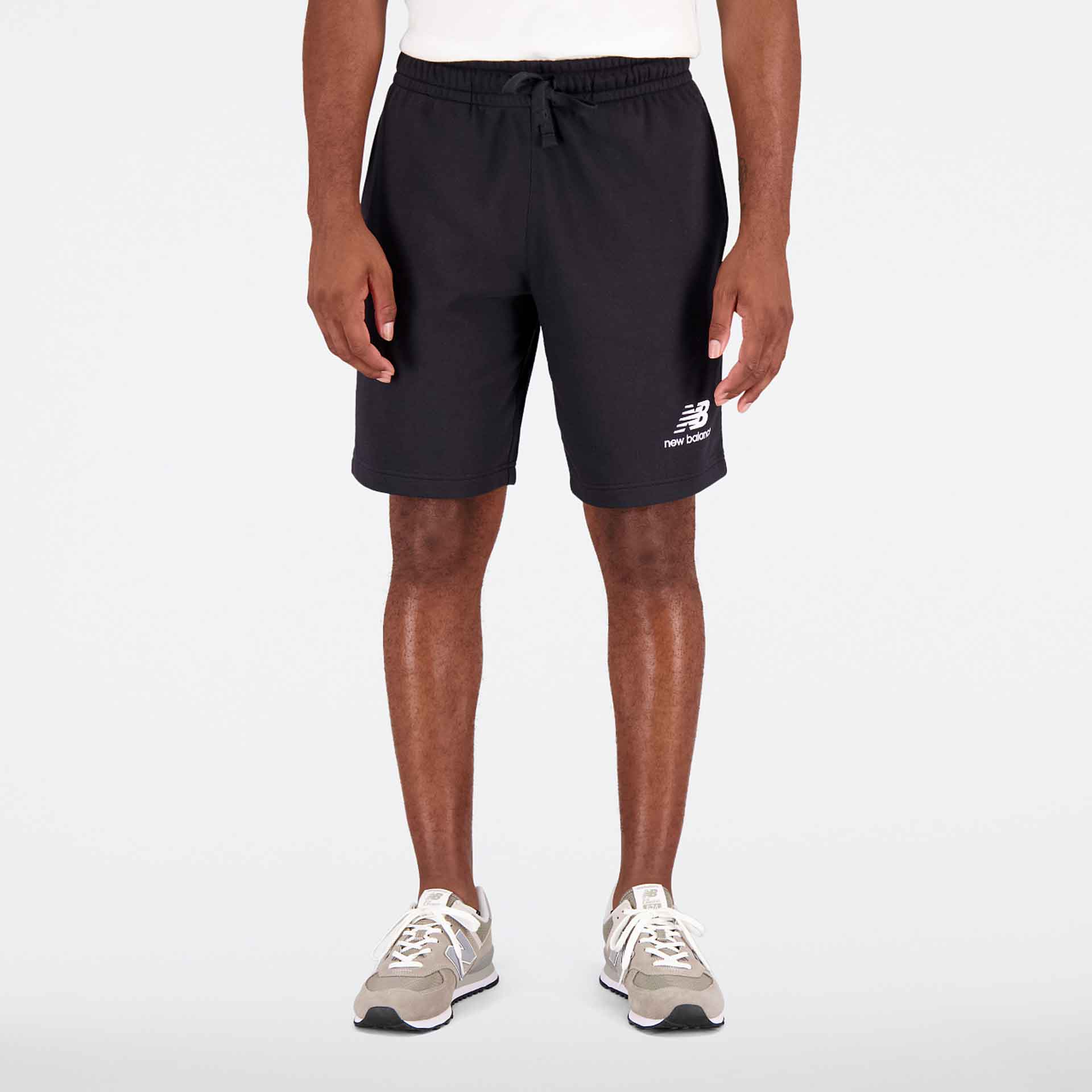 New Balance Essentials Stacked Logo French Terry Short Black