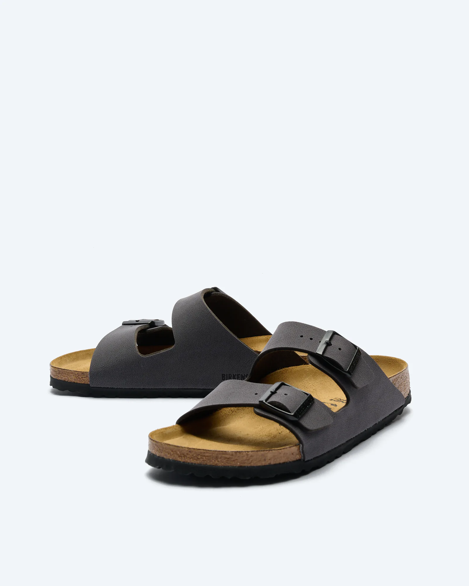 Arizona Birko-Flor Nubuk Leather Sandals Narrow Velvet Gray/Black Buckles