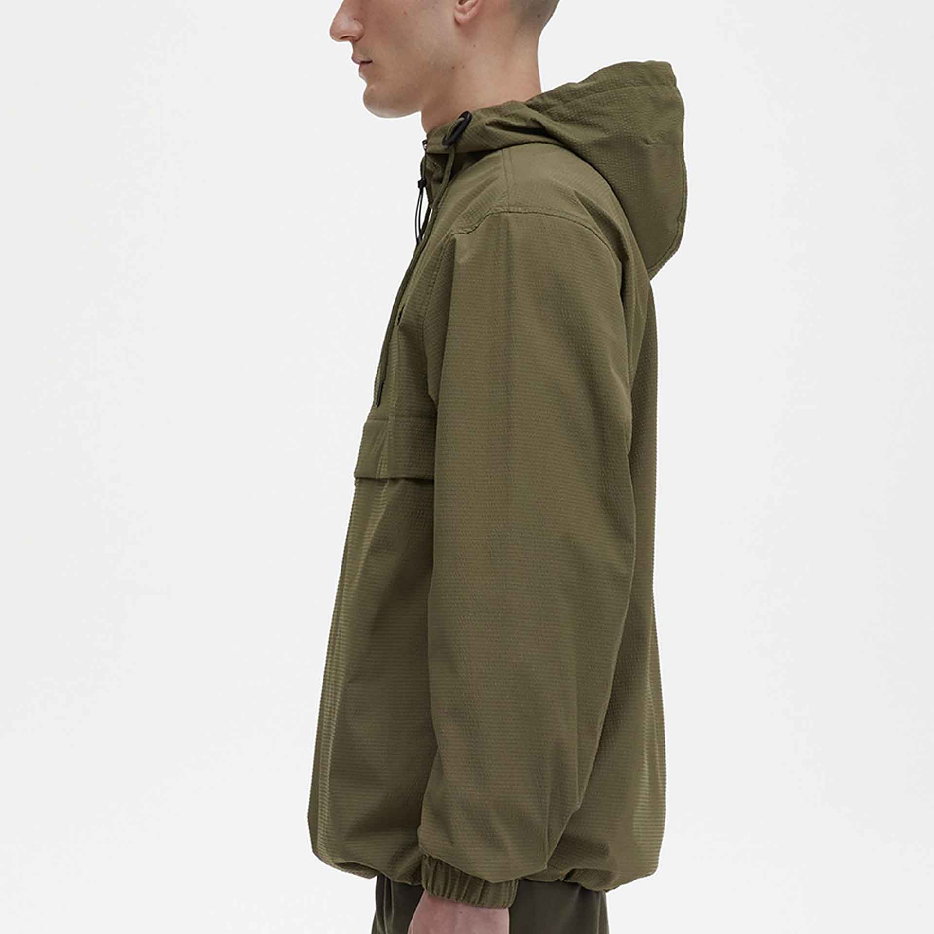 Fred Perry Seersucker Half Zip Jacket Uniform Green