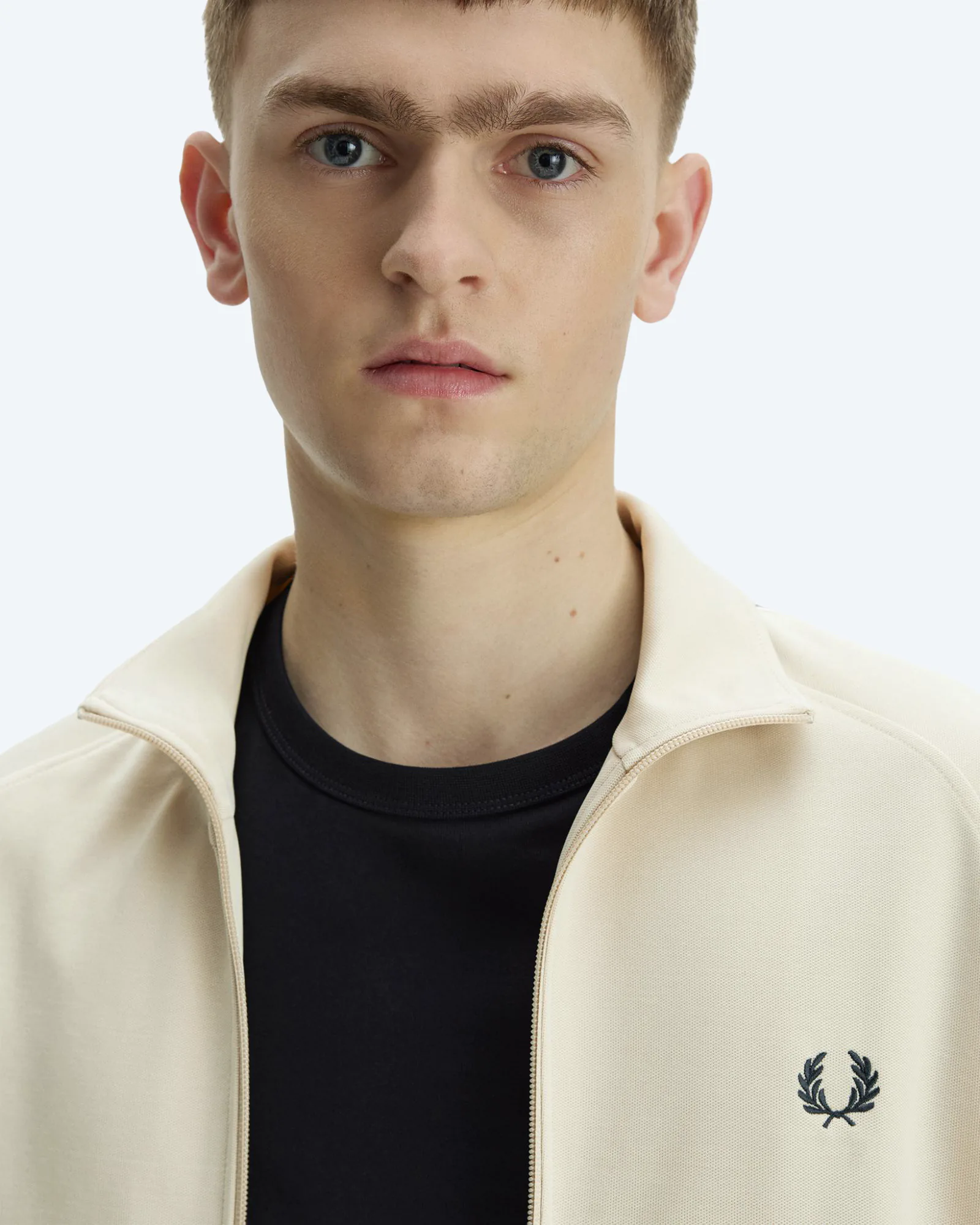 Contrast Tape Track Jacket Oatmeal