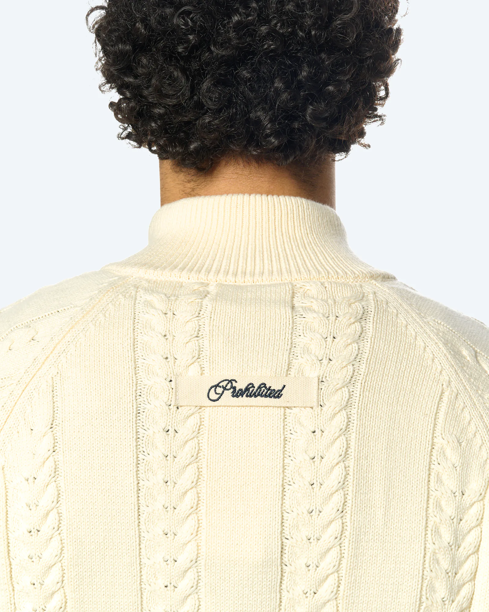 Cable Knit Quarter-Zip Cream