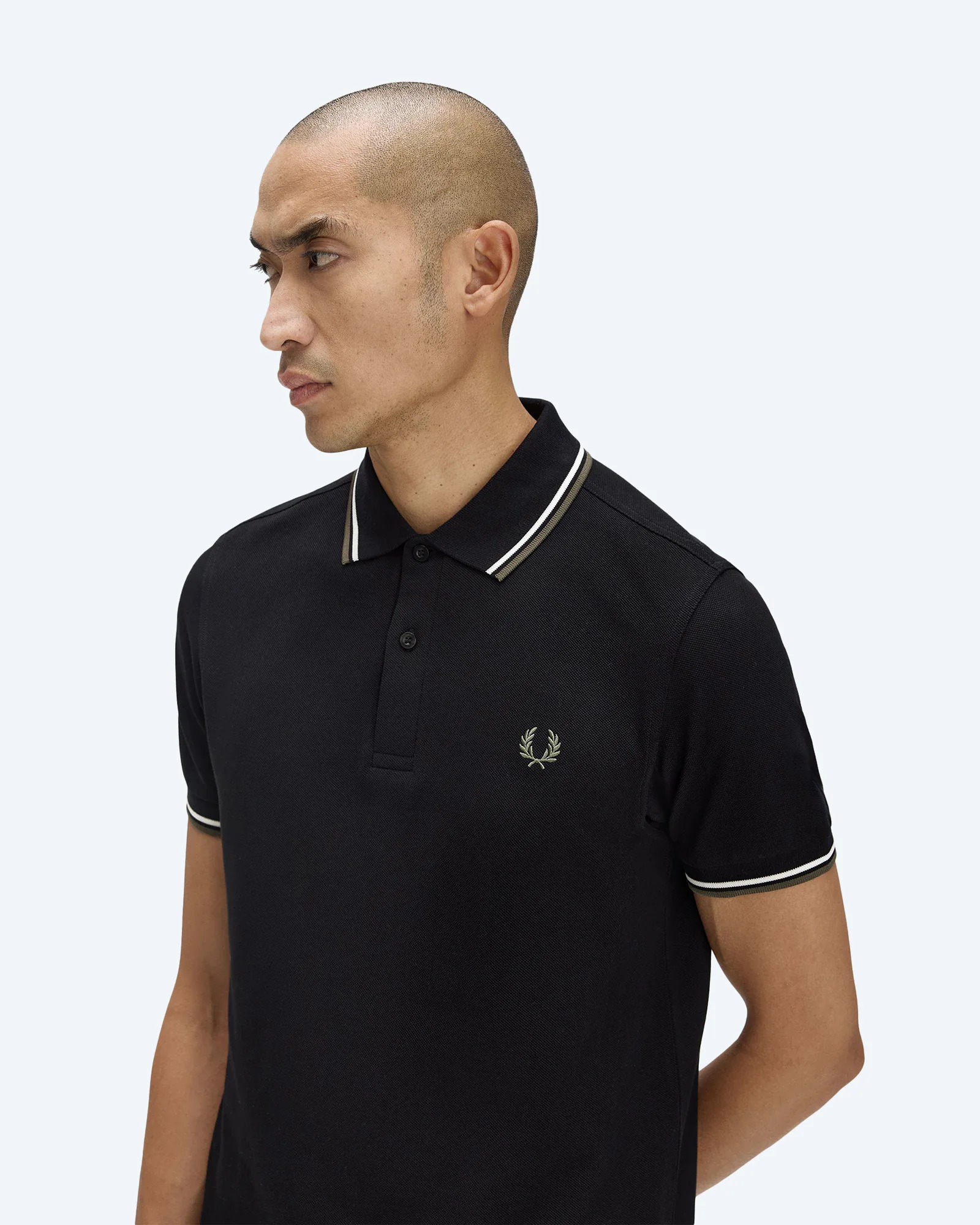 Fred Perry Twin Tipped Polo Shirt Porridge Black/Ecru/Laurel Wreath Green