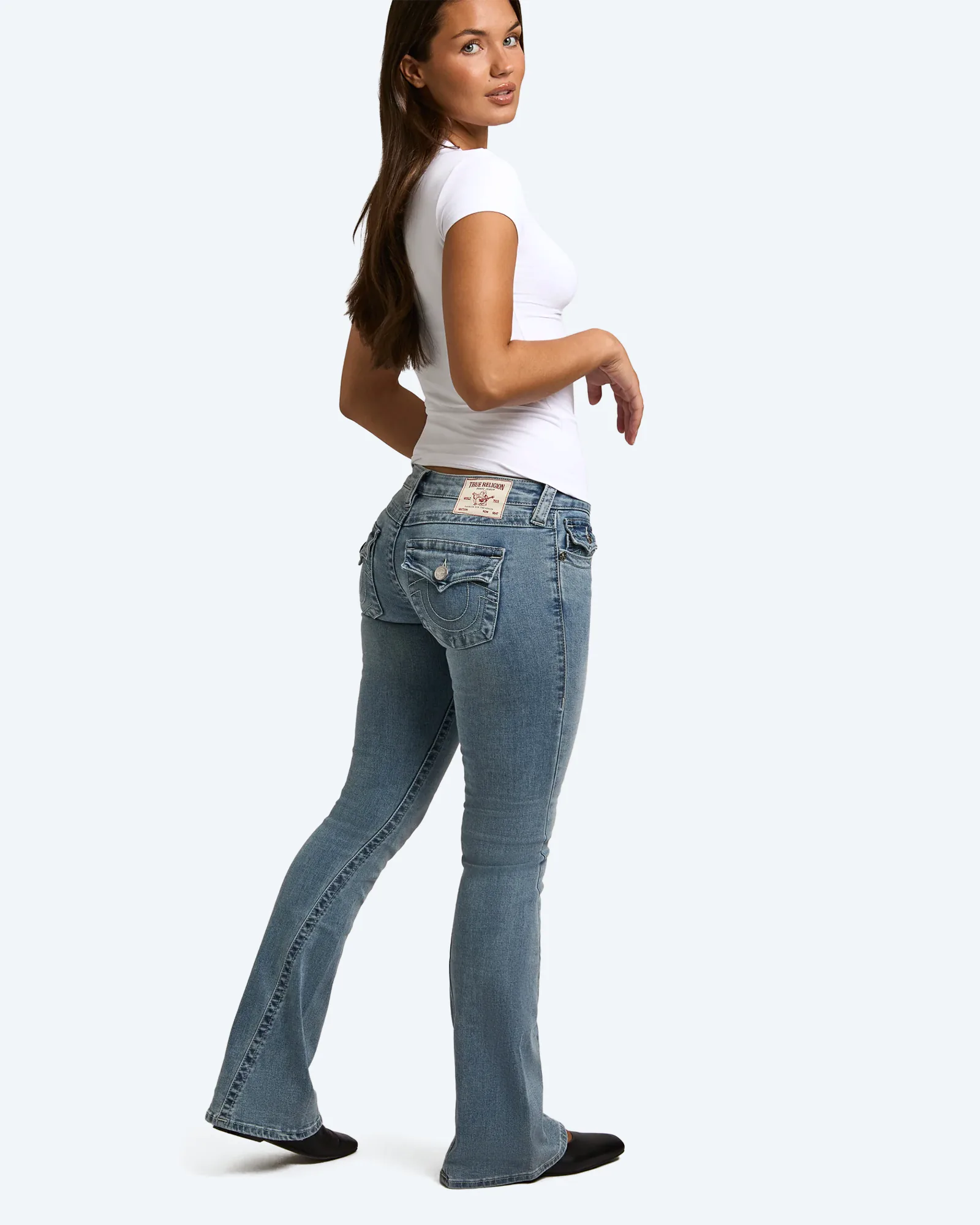 JOEY Low Rise Flare Flap Jeans Peak Spot