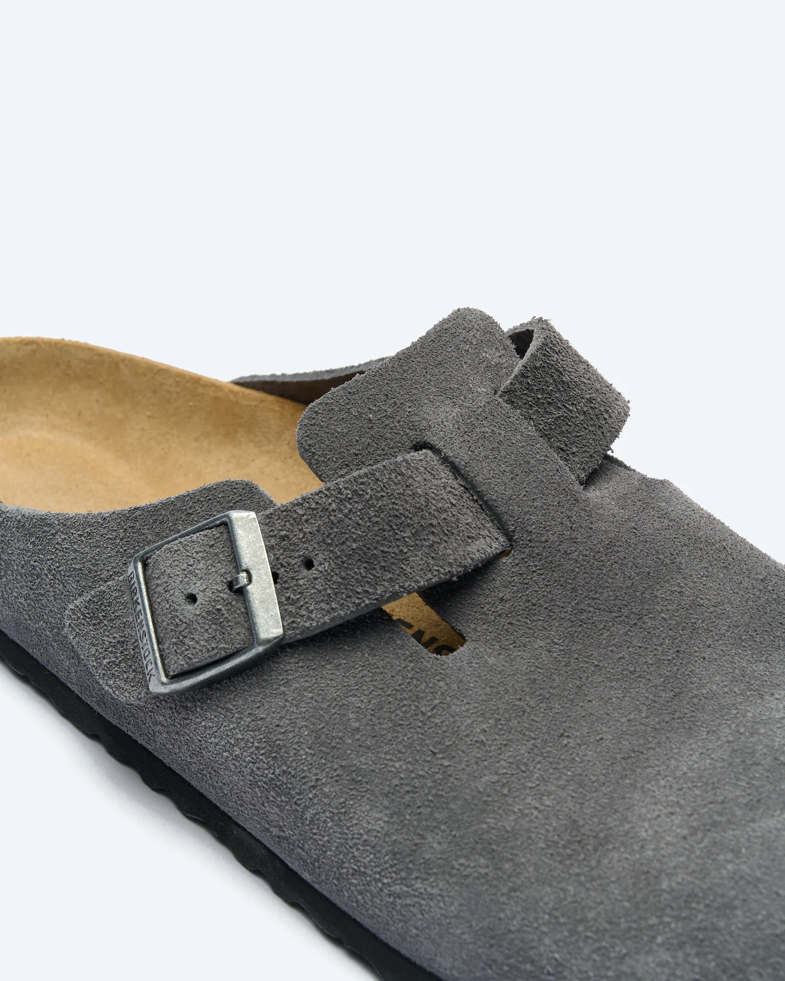 Birkenstock Men Boston Suede Leather Sandals Charcoal