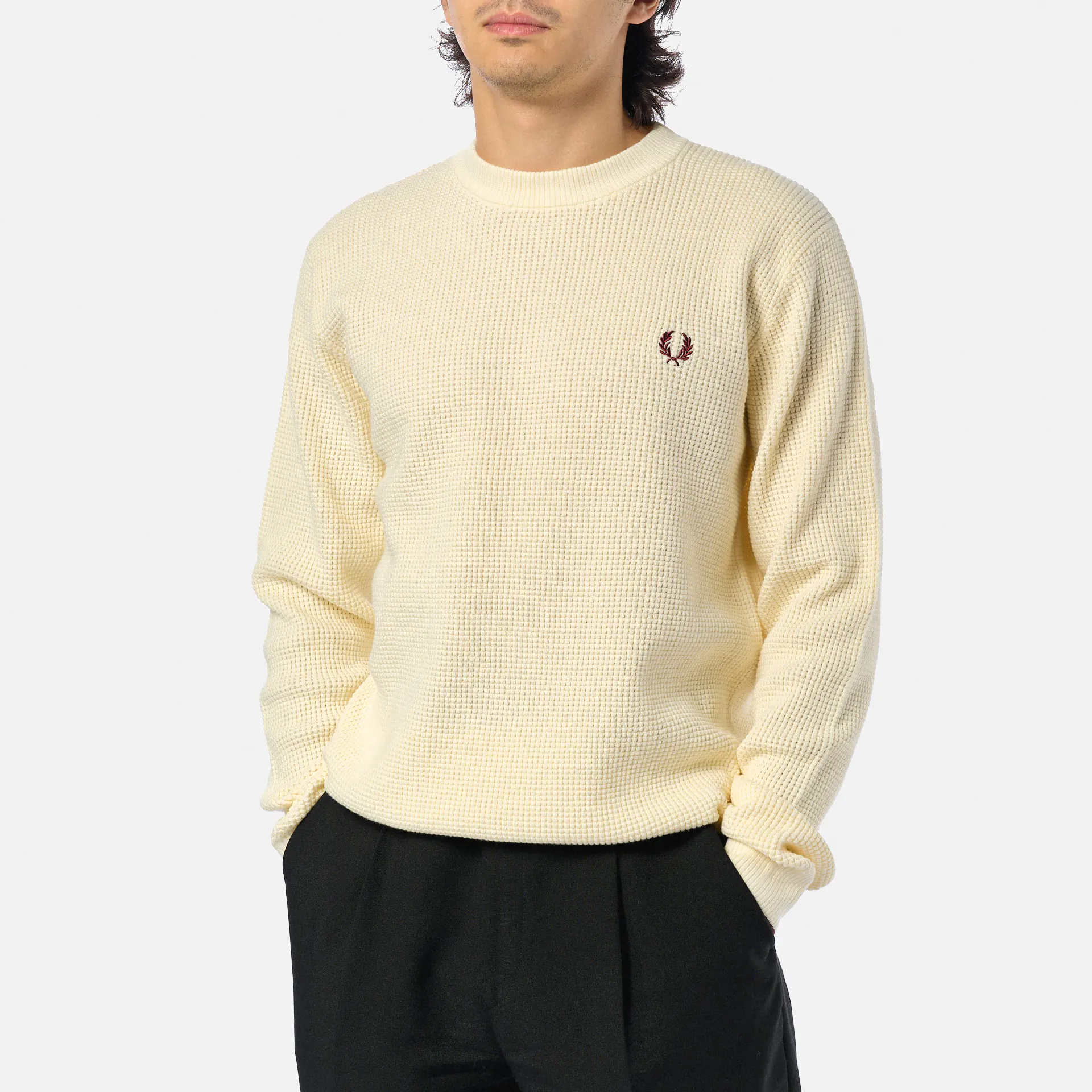 Fred Perry Waffle Stitch Jumper Ecru