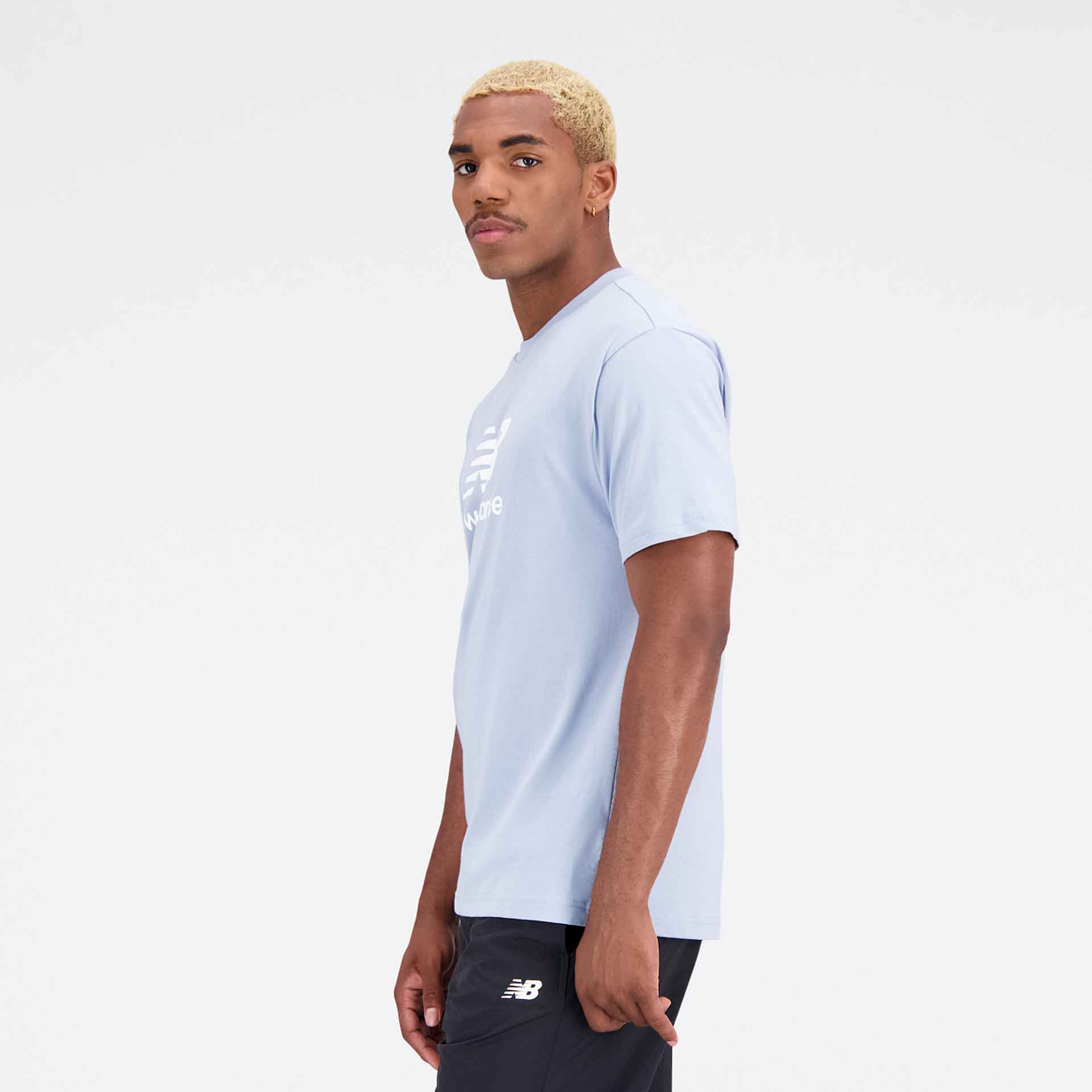 New Balance Essentials Stacked Logo Cotton Jersey T-Shirt Light Blue