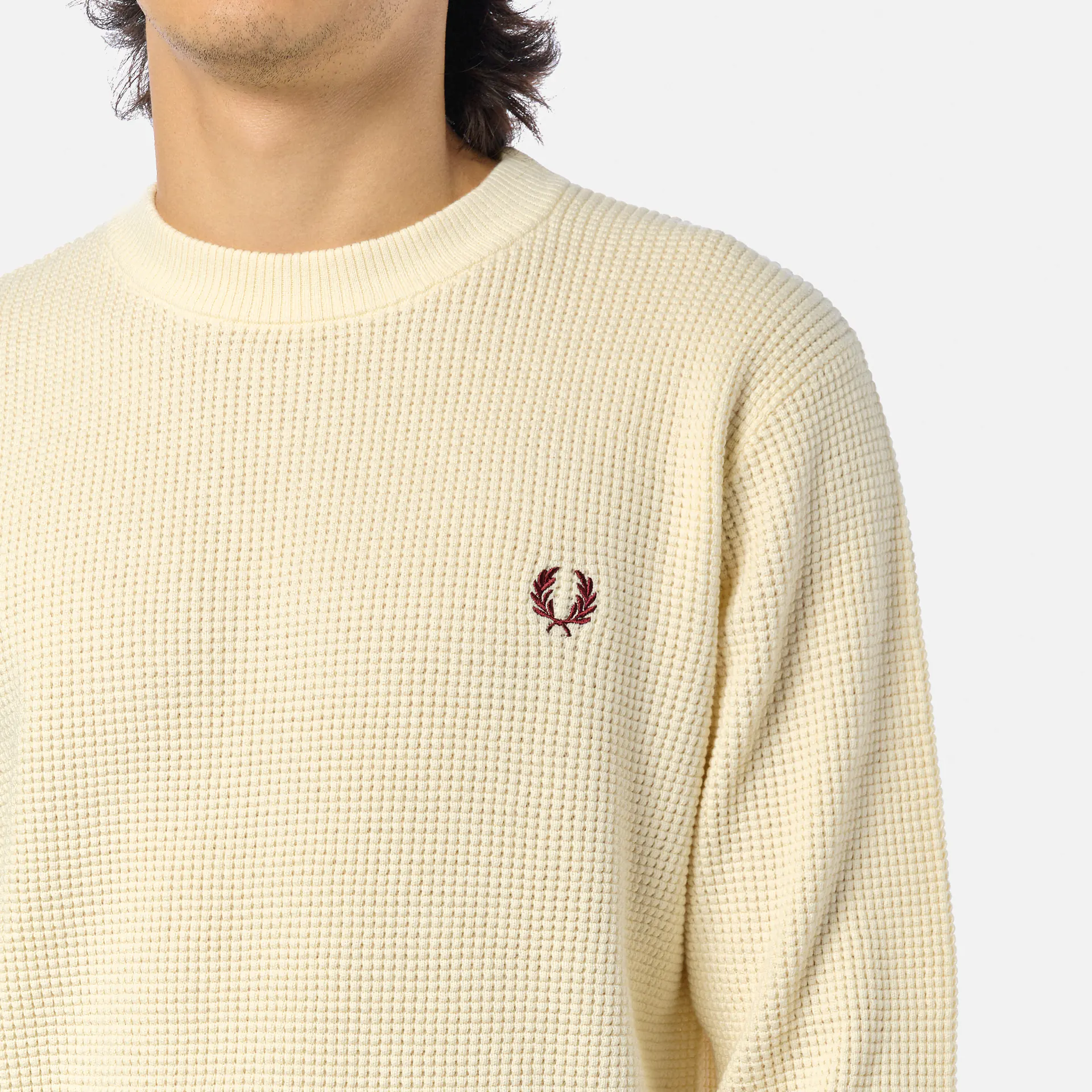 Fred Perry Waffle Stitch Jumper Ecru