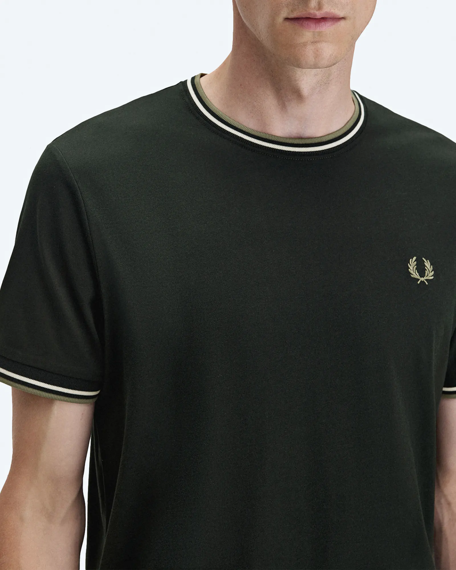 Fred Perry Twin Tipped T-Shirt Night Green/Light Ecru/Olive Mint Fred Perry Twin Tipped T-Shirt Night Green/Light Ecru/Olive Mint