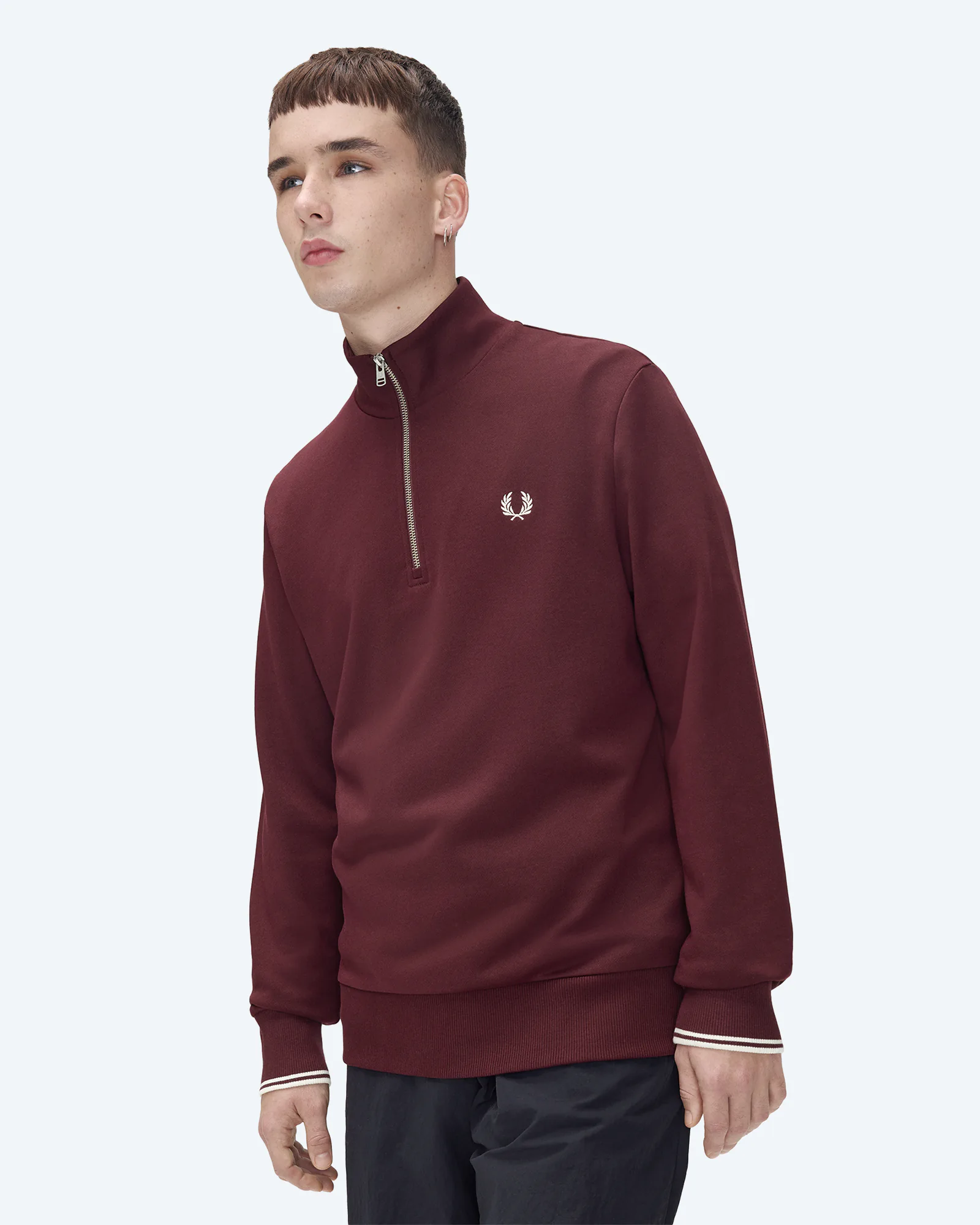 Half Zip Sweatshirt Oxblood/Ecru