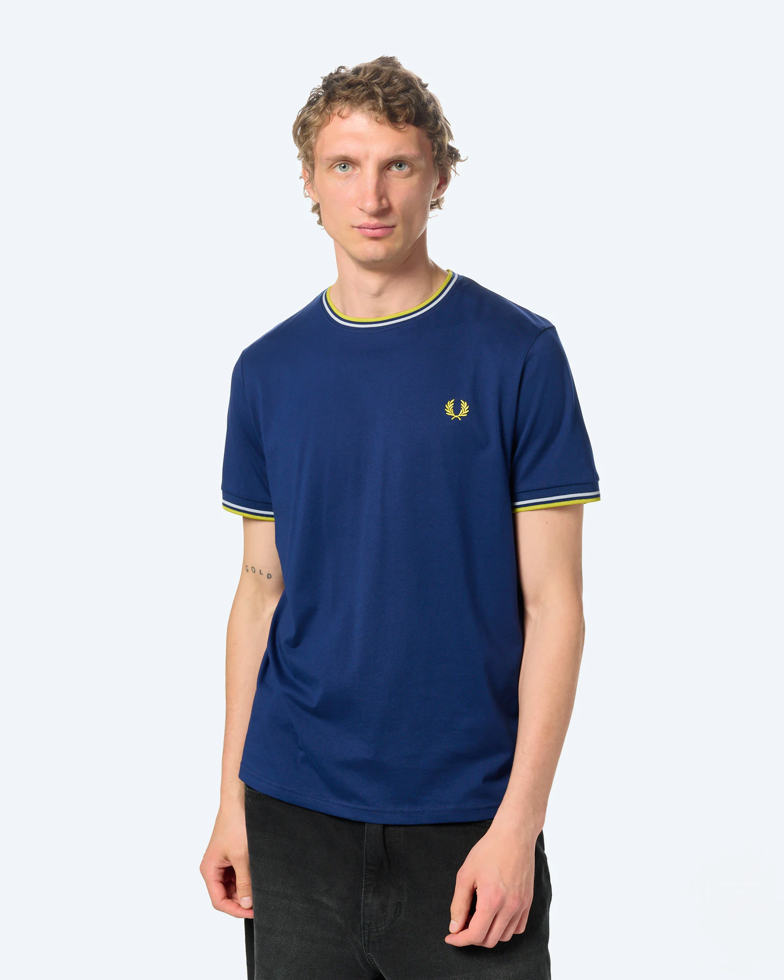 Fred Perry Twin Tipped T-Shirt French Navy/Dusky Blue/Citron
