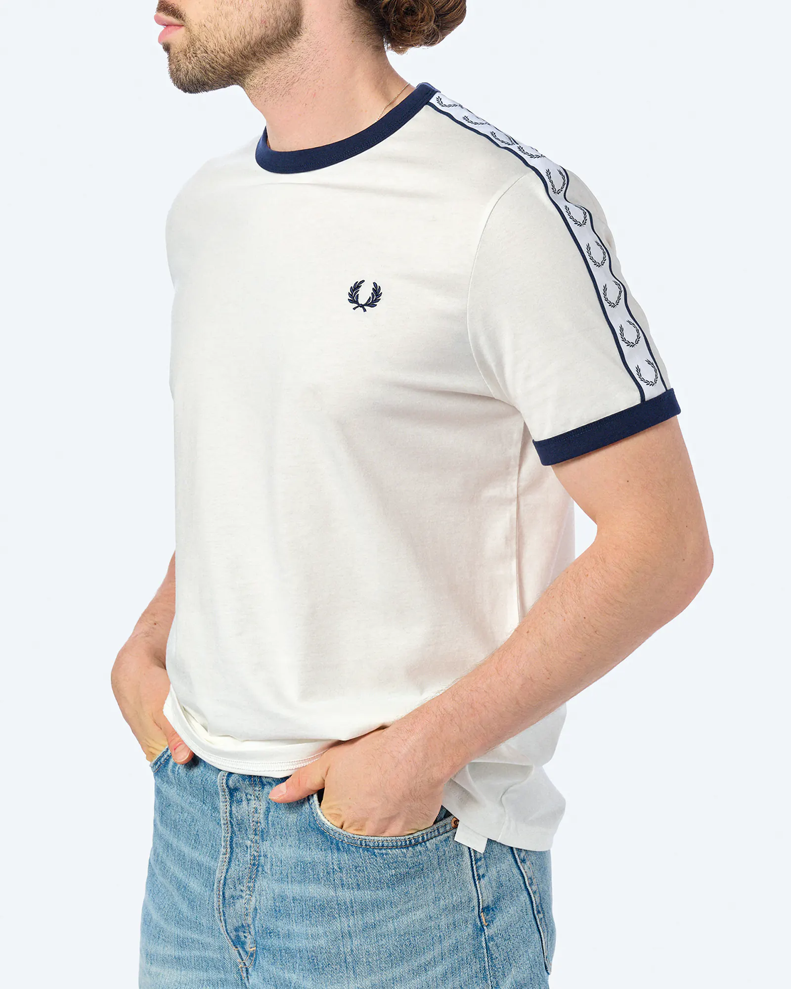 Fred Perry Taped Ringer T-Shirt Snow White Fred Perry Taped Ringer T-Shirt Snow White