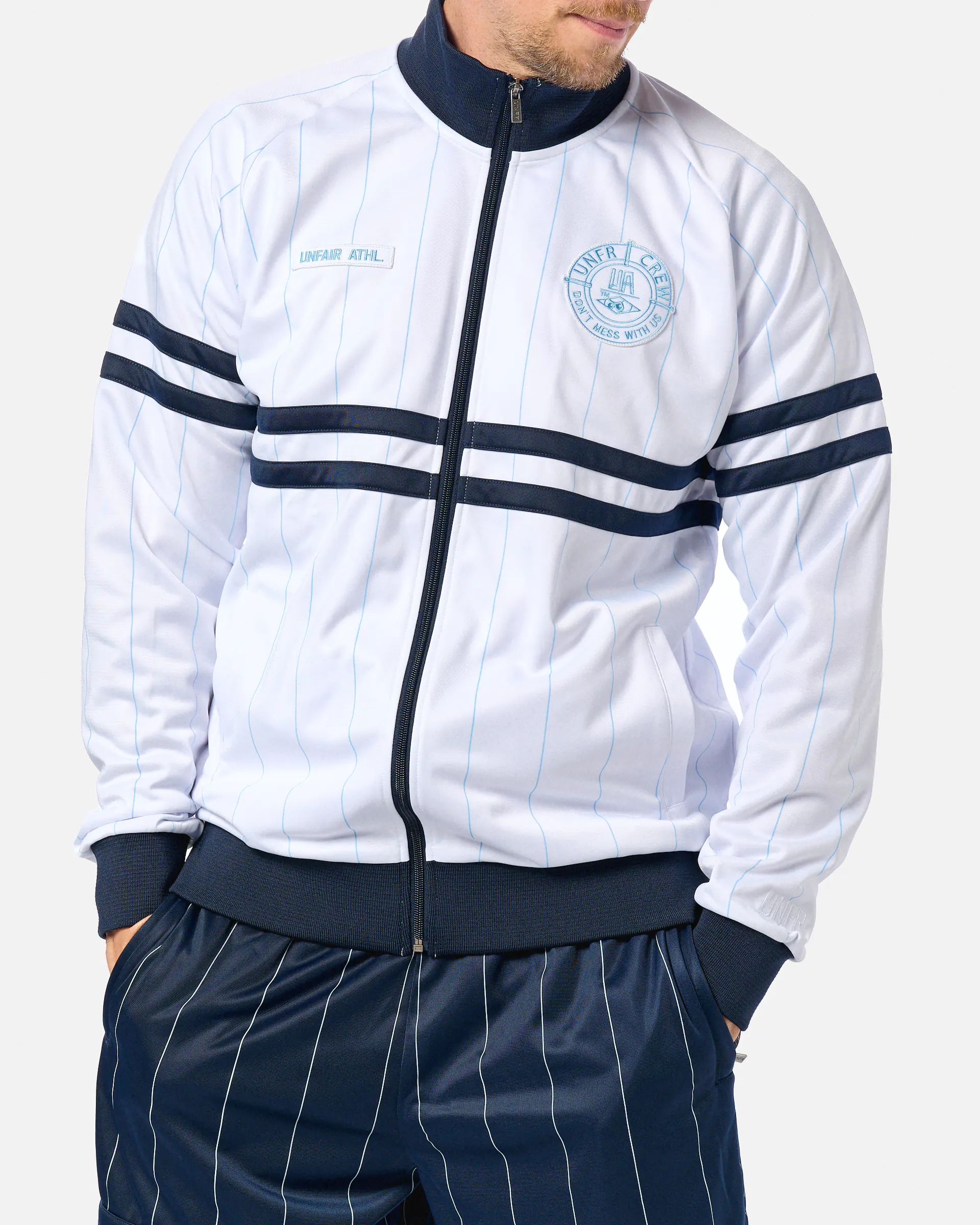 Unfair Athletics DMWU Tracktop Pinstripes White/Navy