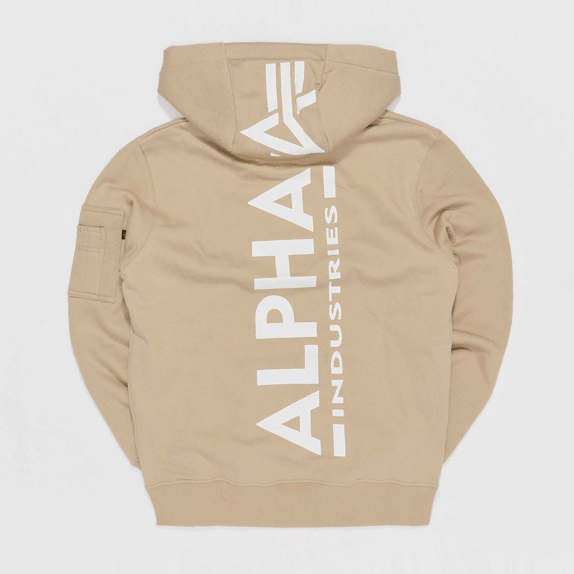 Alpha Industries Back Print Hoody Vintage Sand