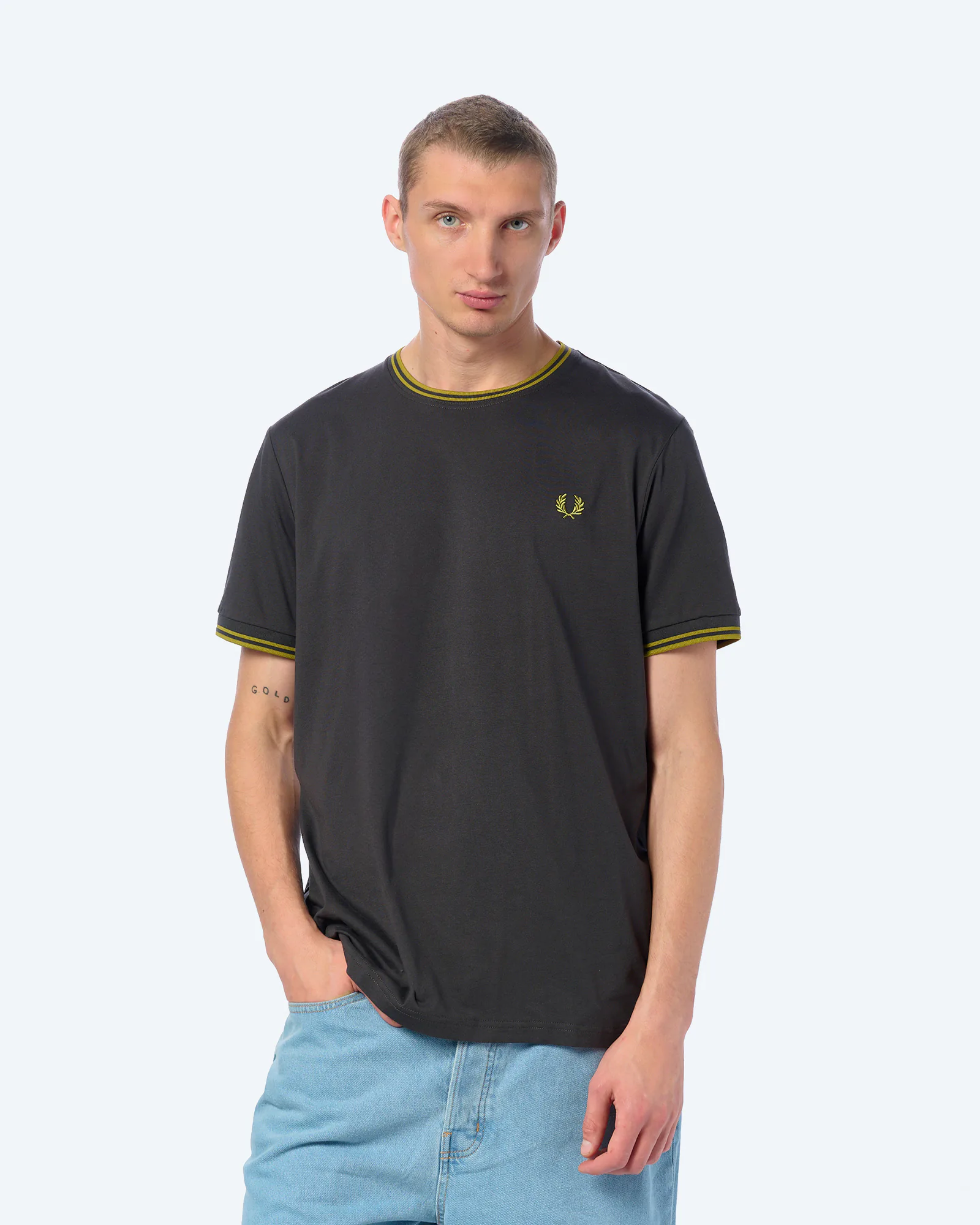 Fred Perry Twin Tipped T-Shirt Anchor Grey/Tennis Ball Yellow Fred Perry Twin Tipped T-Shirt Anchor Grey/Tennis Ball Yellow