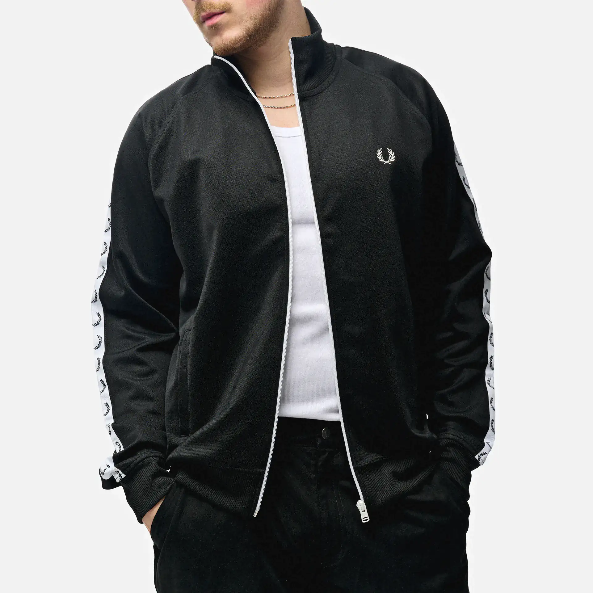 Fred Perry Taped Track Jacket Black