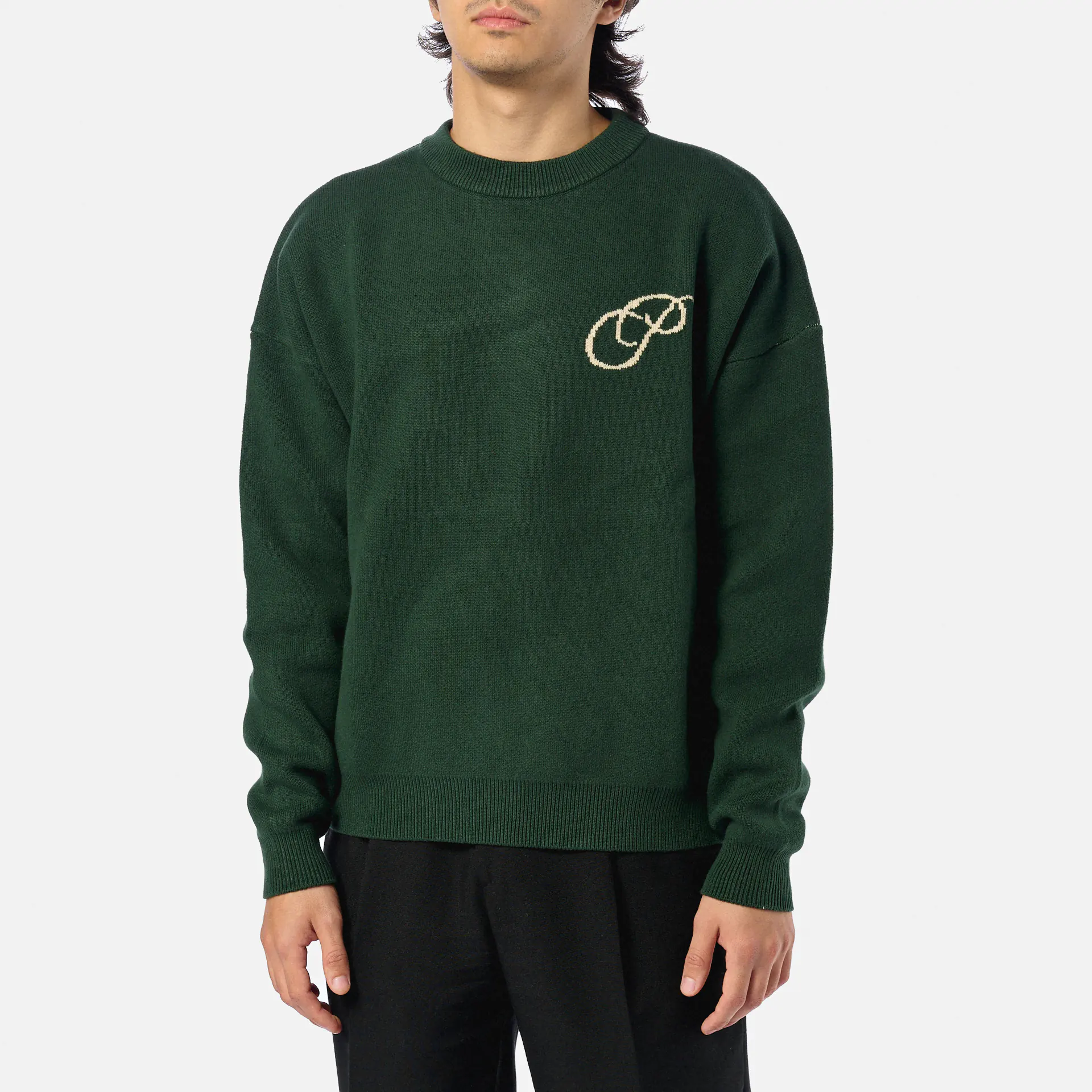 Prohibited Initial Knit Sweater Green