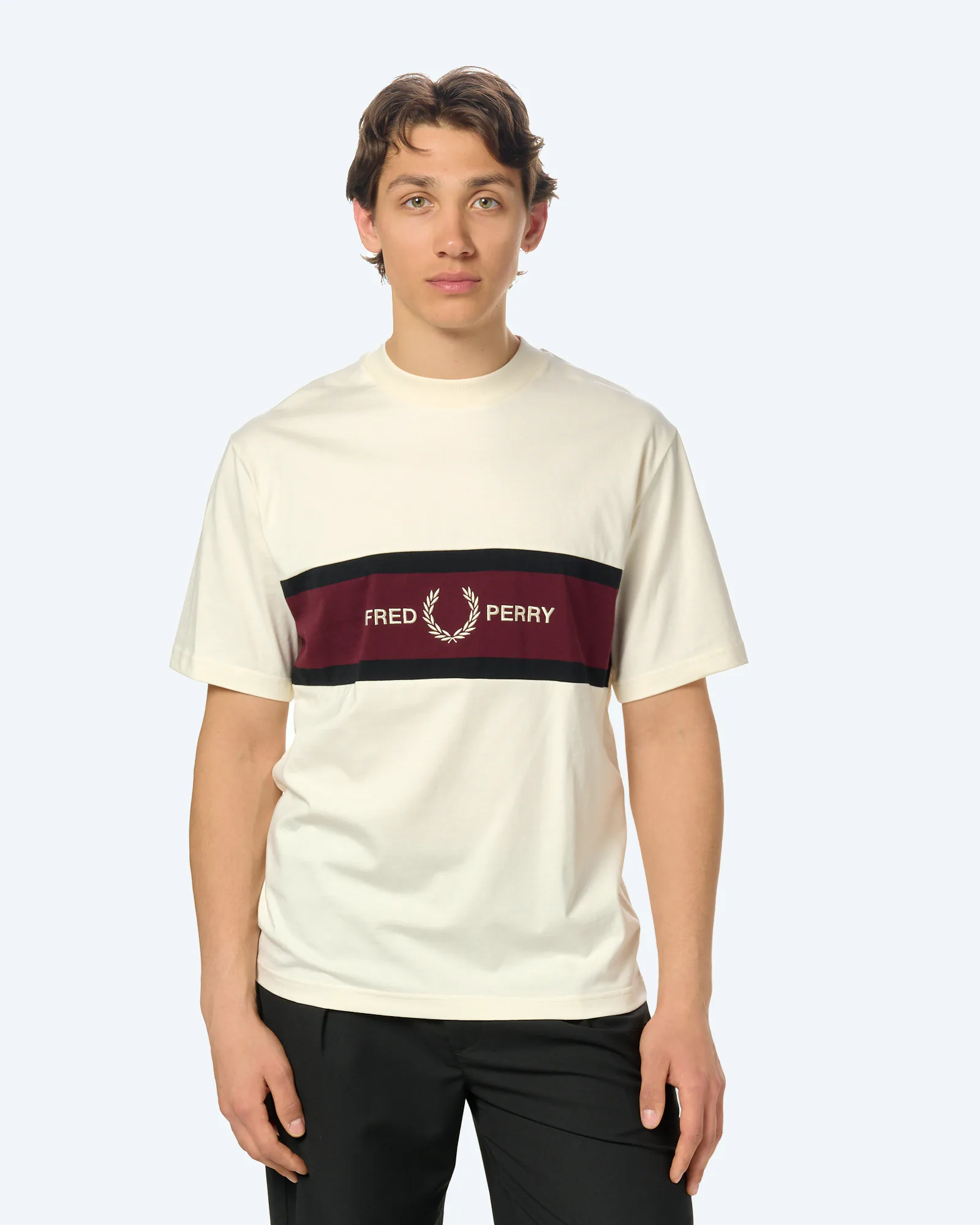 Fred Perry Embroidered Pannel T-Shirt Ecru