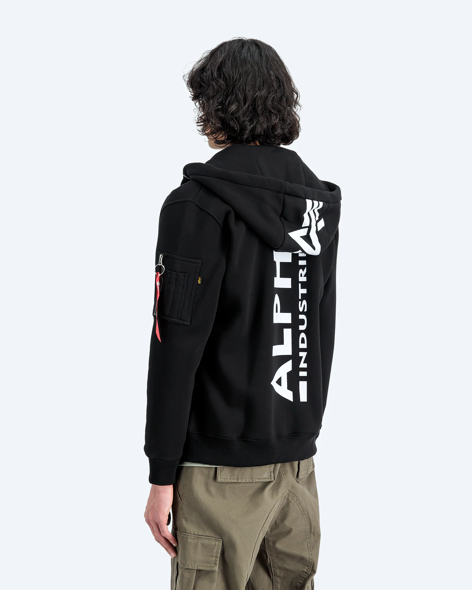 Back Print Zip Hoody Black