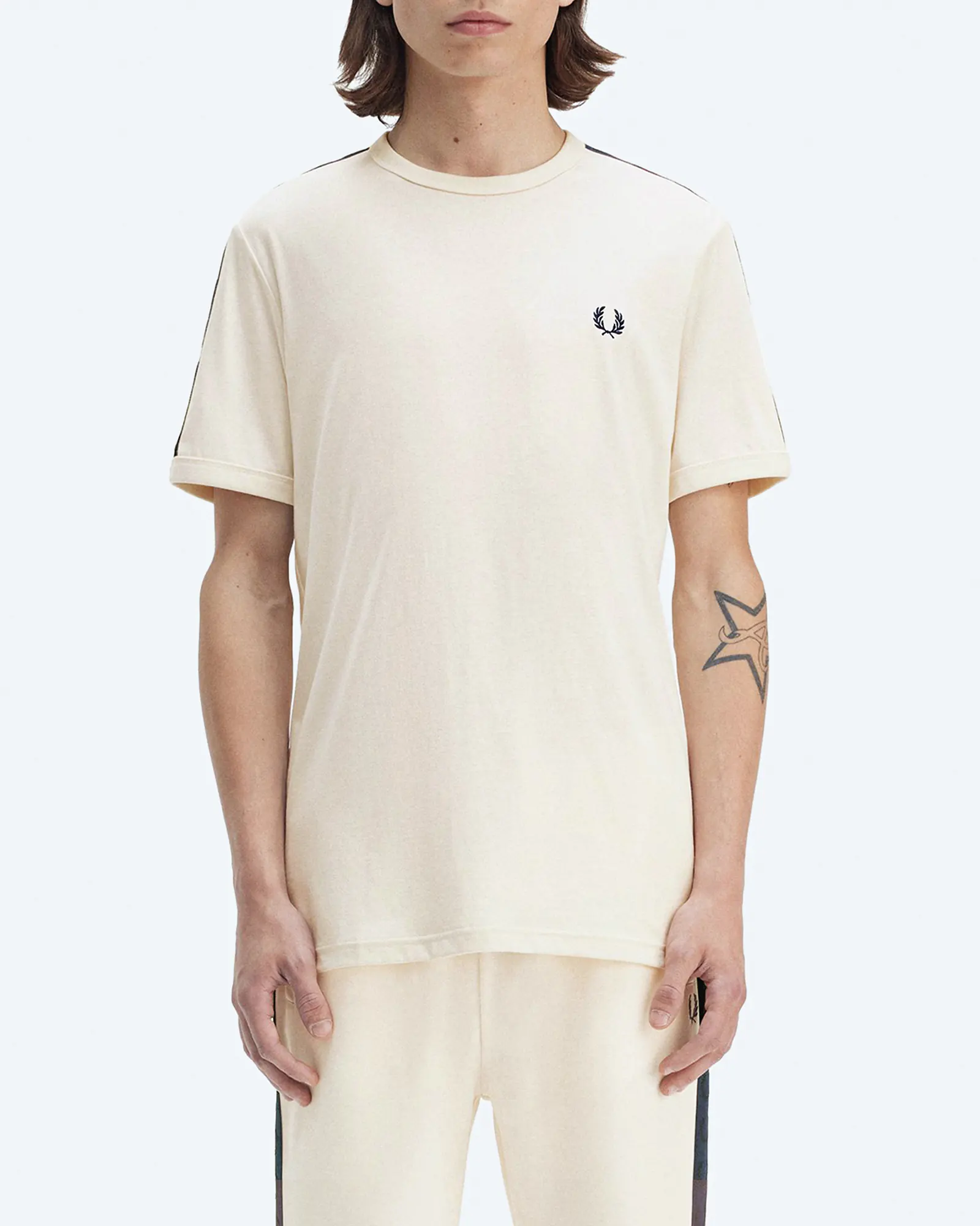 Fred Perry Contrast Tape Ringer T-Shirt Ecru
