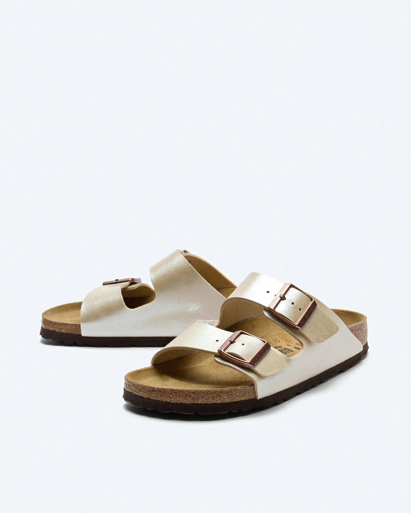 Birkenstock Arizona Birko-Flor (Narrow Fit) Sandals Graceful Pearl White Birkenstock Arizona Birko-Flor (Narrow Fit) Sandals Graceful Pearl White