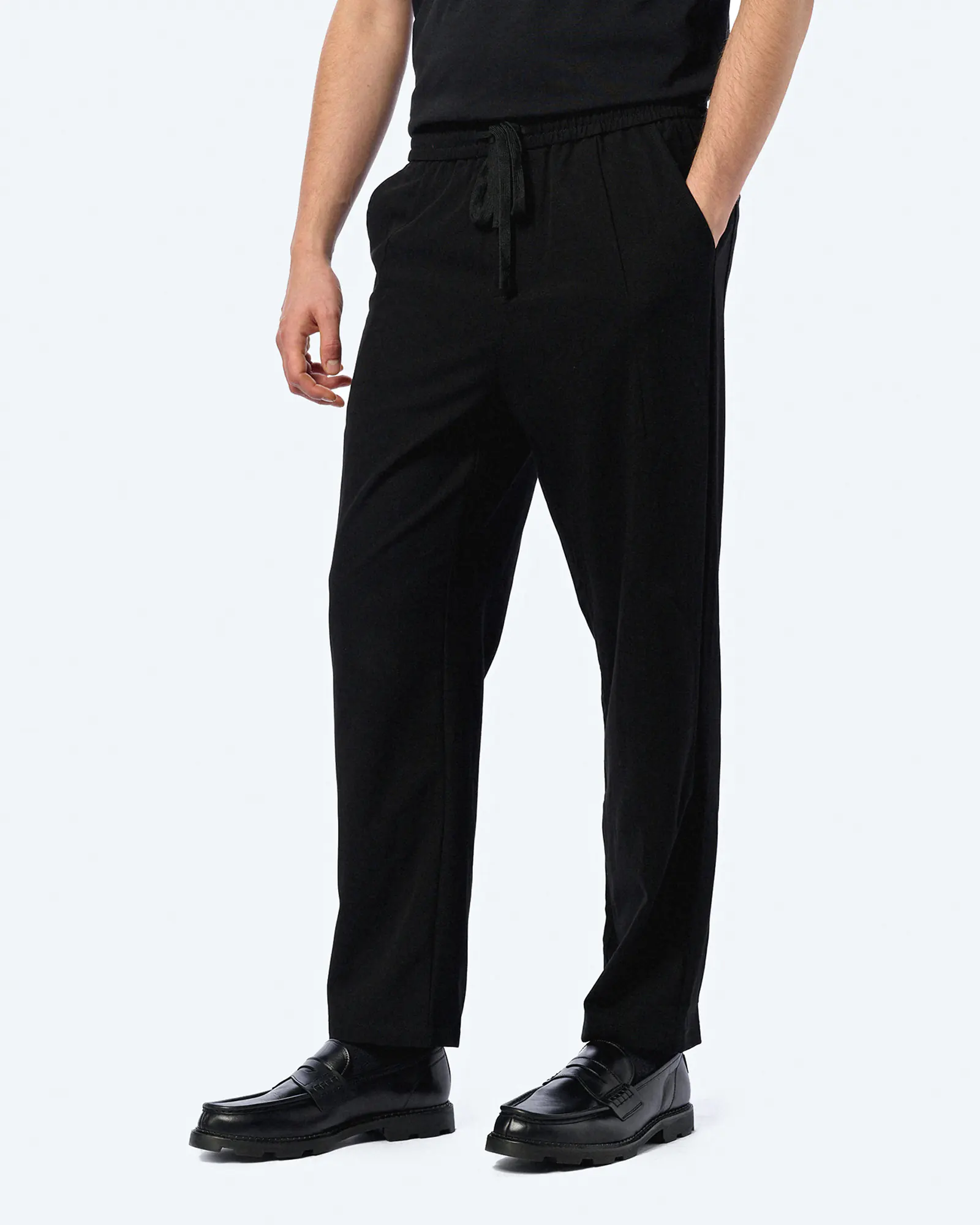 Another Cotton Regular Pleated Trousers Black