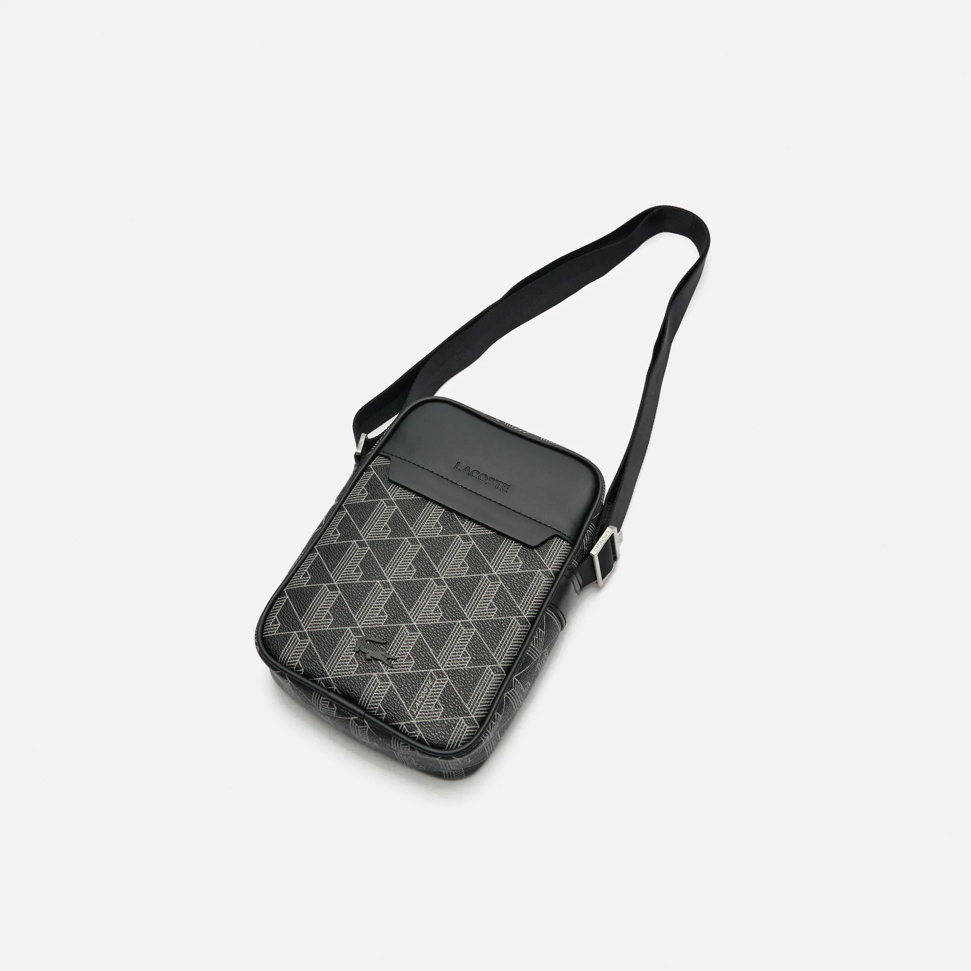 Lacoste The Blend Vertical Monogram Crossover Bag Black
