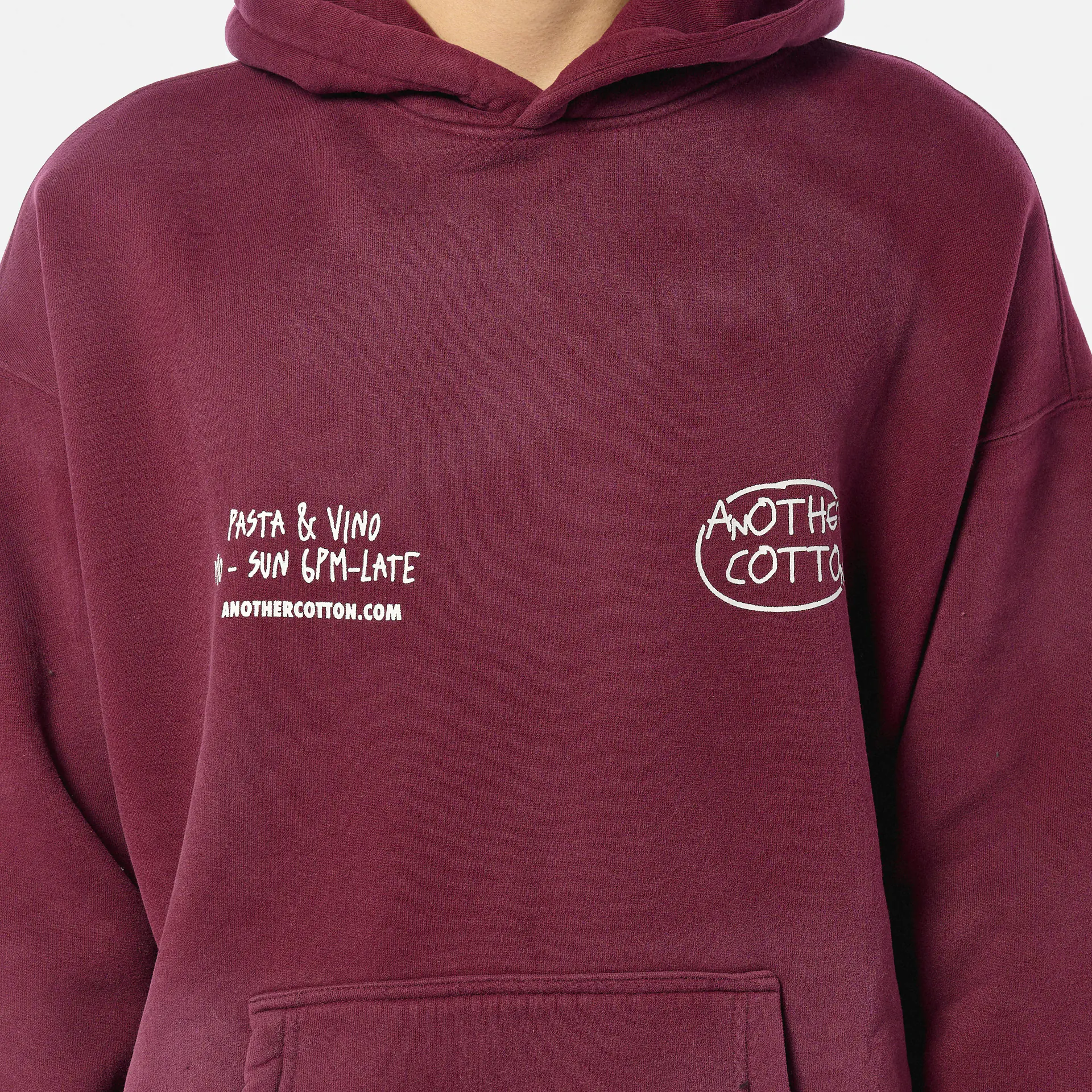 Another Cotton Pasta Night Washed Hoodie Red