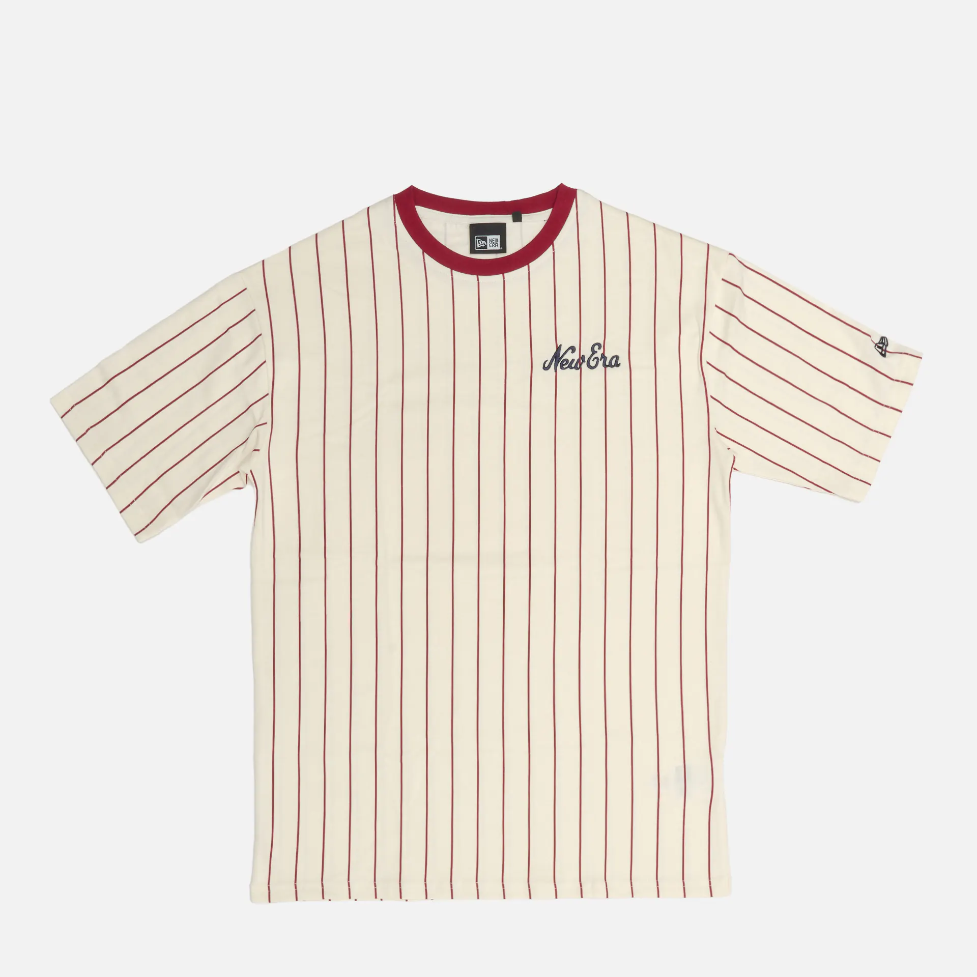 New Era Pinstripe Oversize T-Shirt Open White