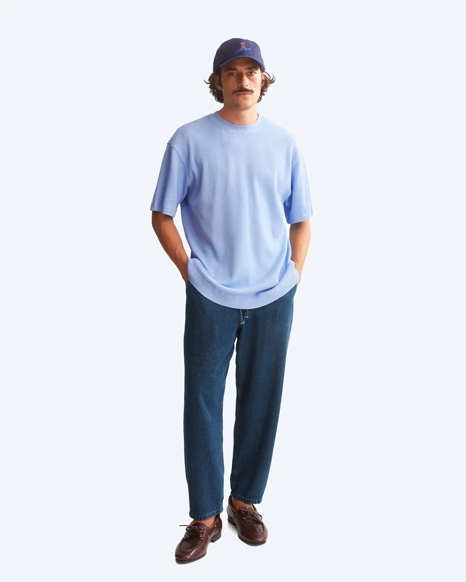 ARMEDANGELS MAARKOS Waffle T-Shirt Wedgwood