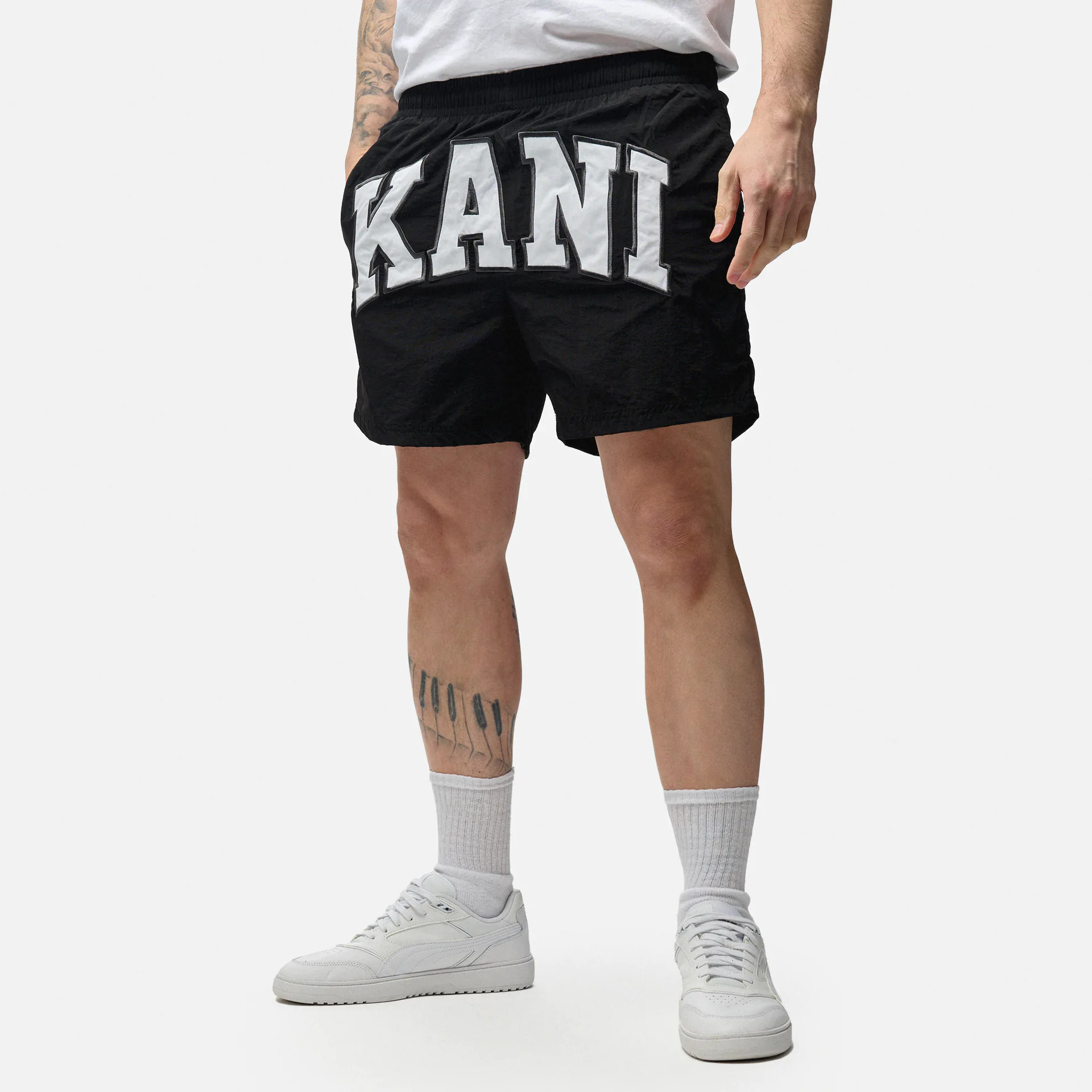 Karl Kani Serif Board Swim Shorts Black/White