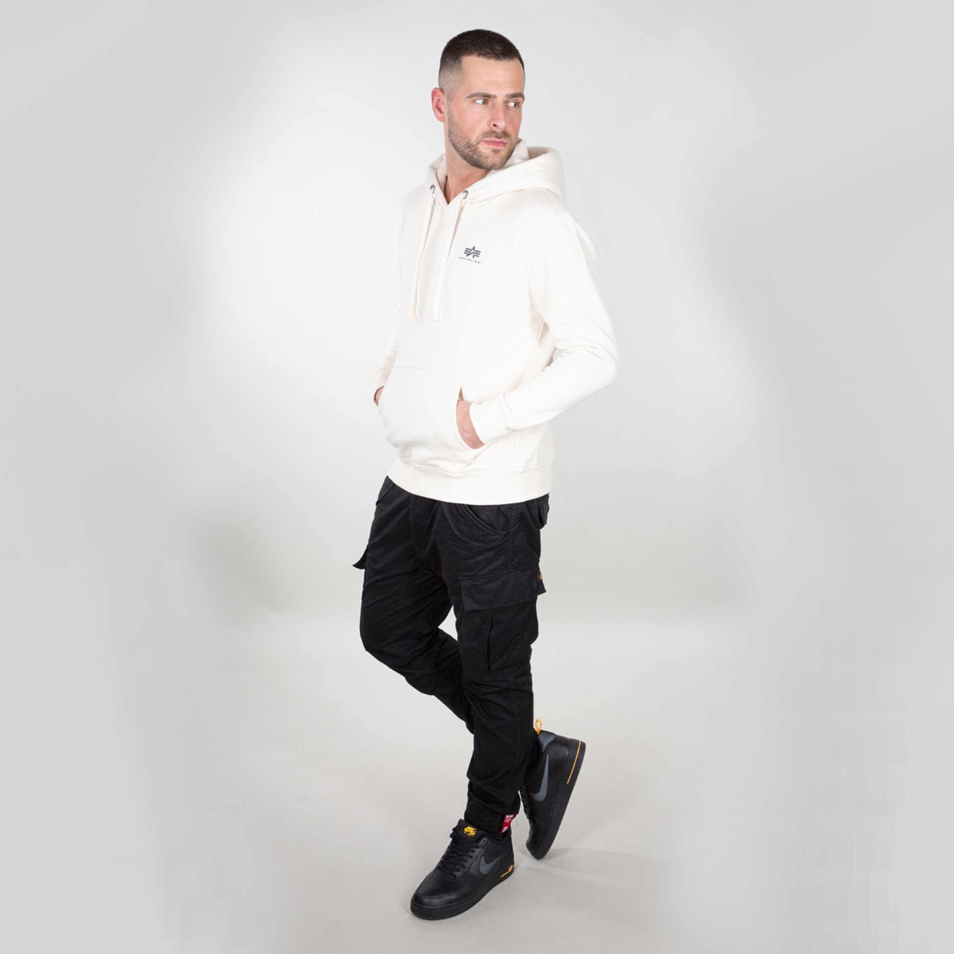 Alpha Industries Basic Hoody Small Logo Jet Stream White