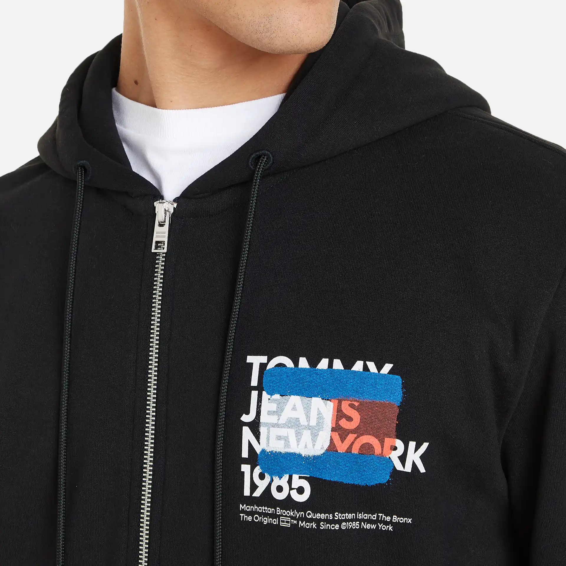 Tommy Jeans Reg Graffiti Zip Hoodie Black