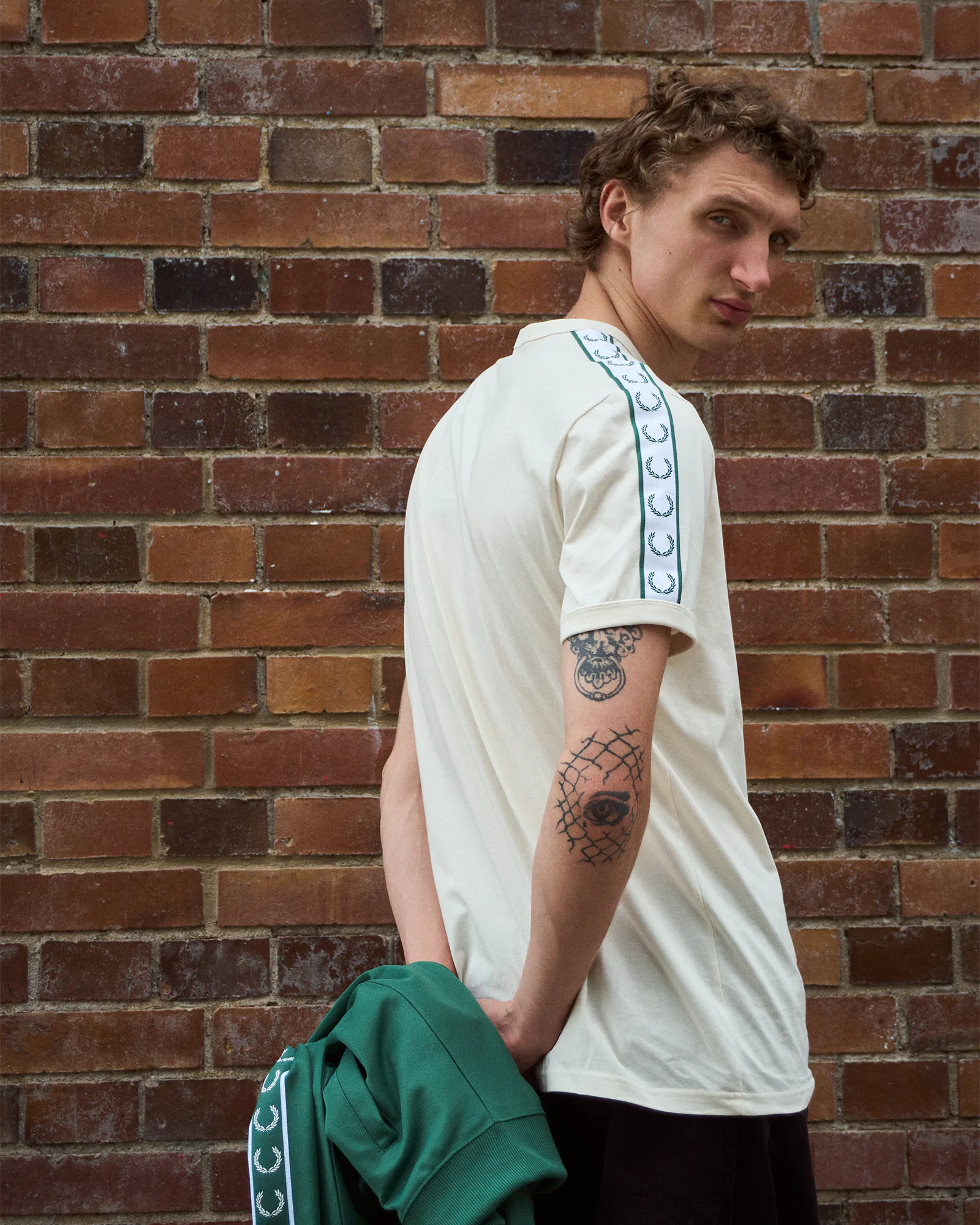Contrast Tape Ringer T-Shirt Ecru