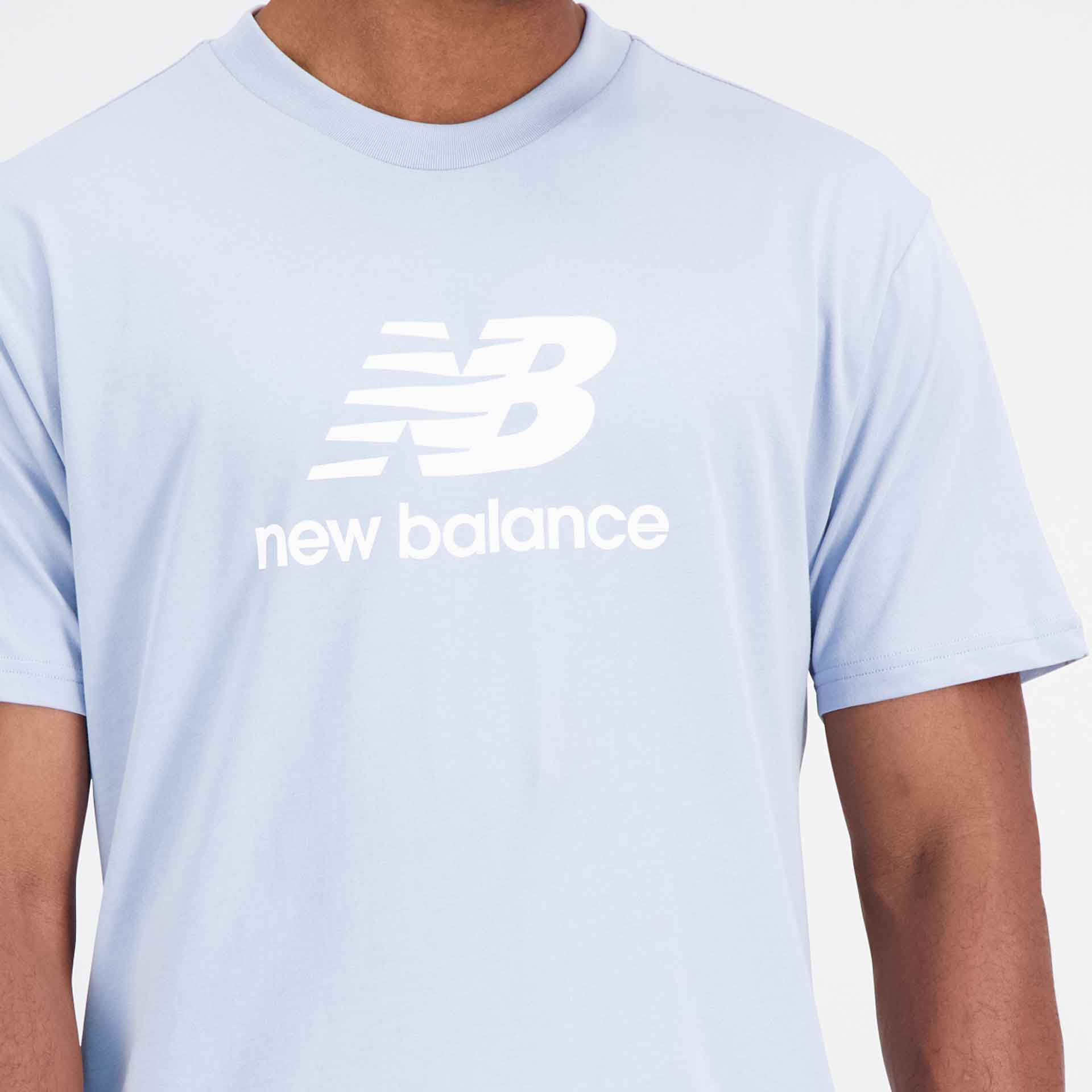 New Balance Essentials Stacked Logo Cotton Jersey T-Shirt Light Blue