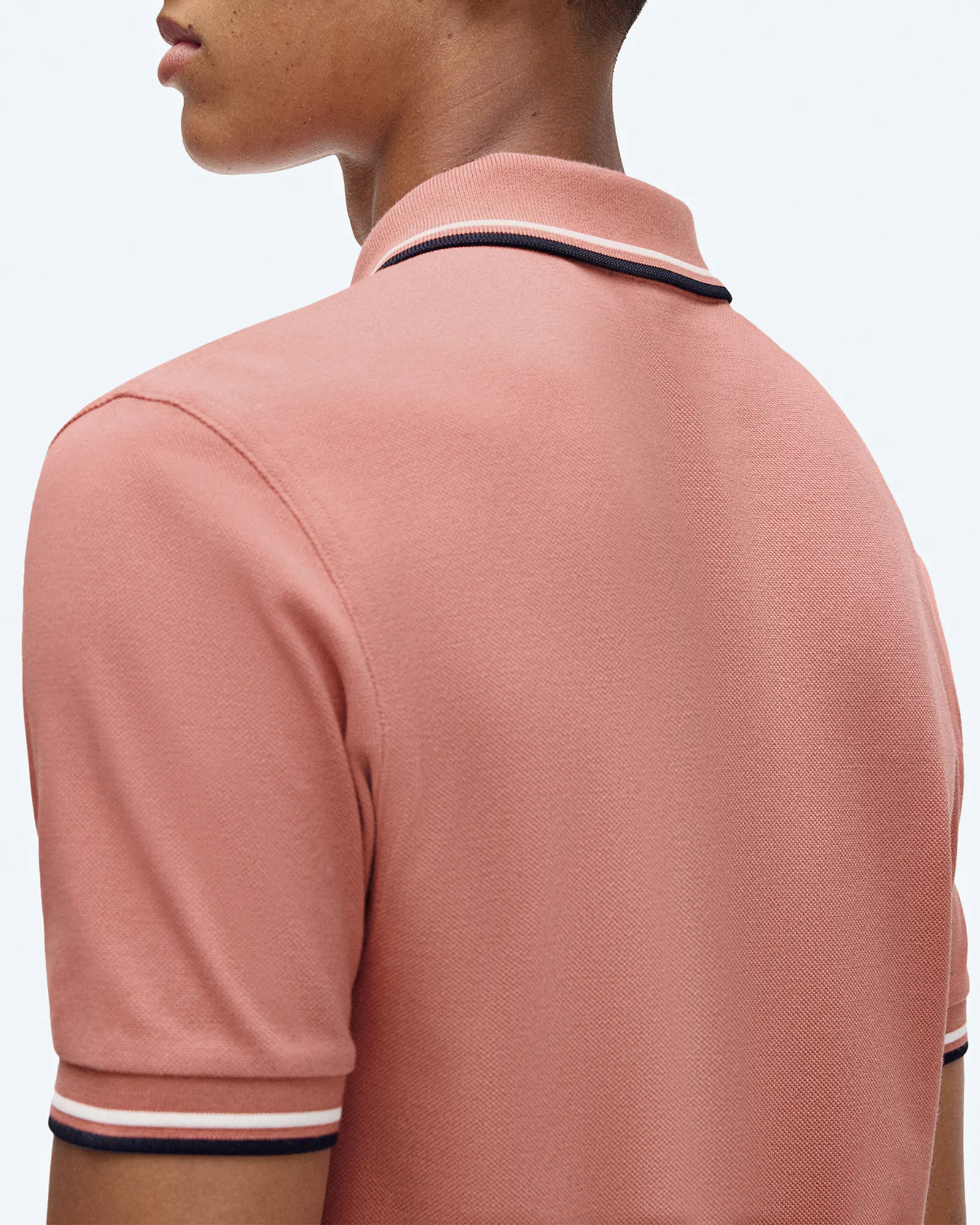 Fred Perry Twin Tipped Polo Shirt Putty Pink/Ecru/Navy Fred Perry Twin Tipped Polo Shirt Putty Pink/Ecru/Navy