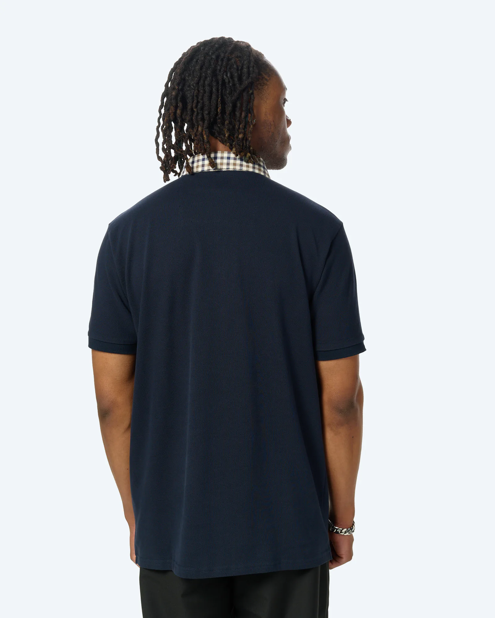 Weekend Offender Costa Mid House Check Collar Polo Navy