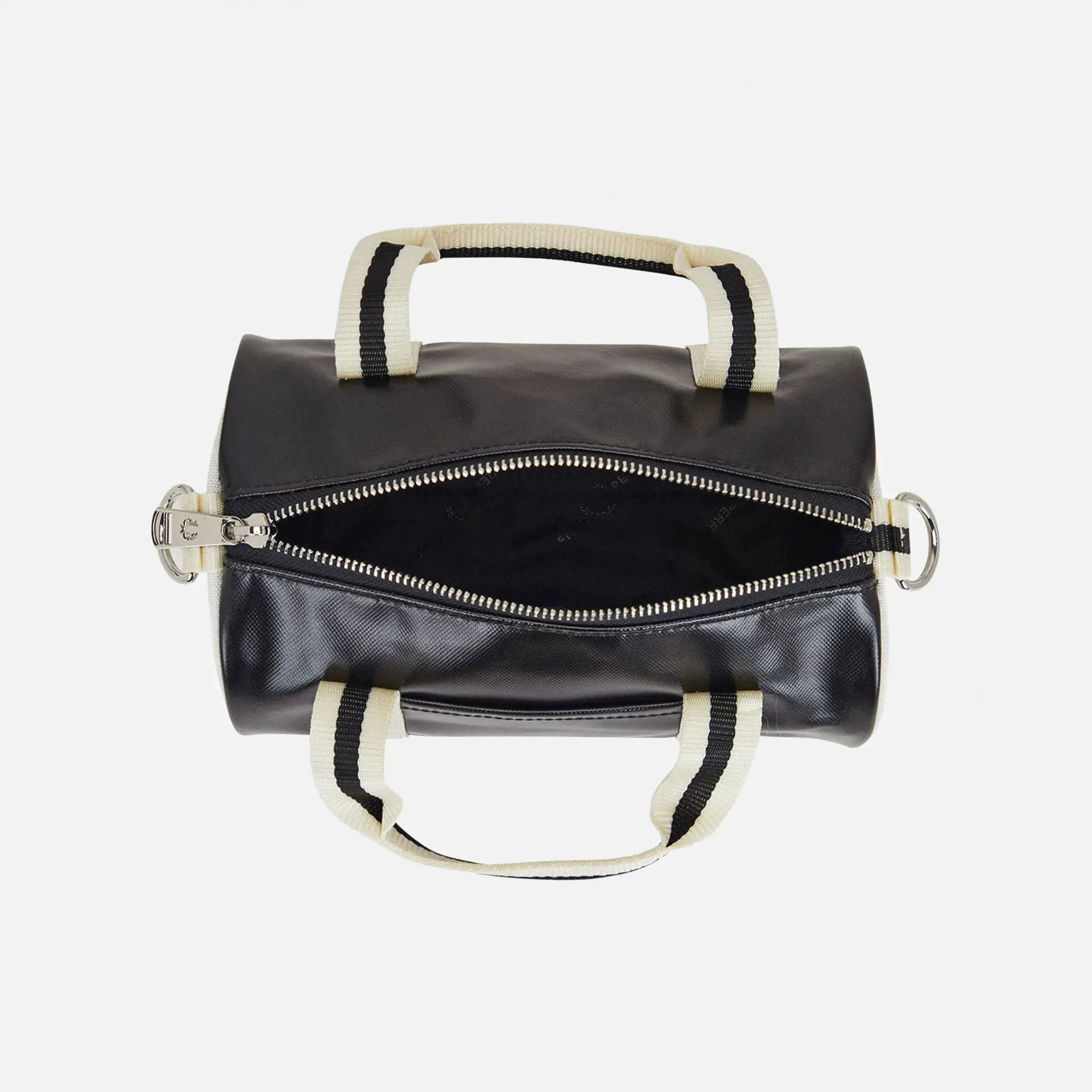 Fred Perry Classic Mini Barrel Bag Black/Ecru Fred Perry Classic Mini Barrel Bag Black/Ecru