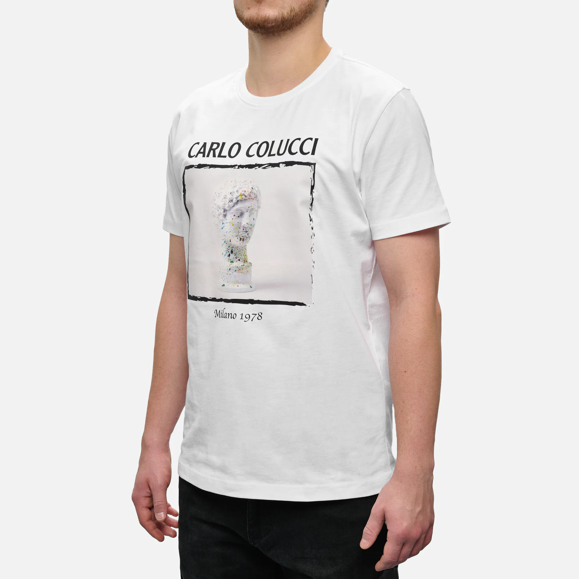 Carlo Colucci Black & White Drop T-Shirt White