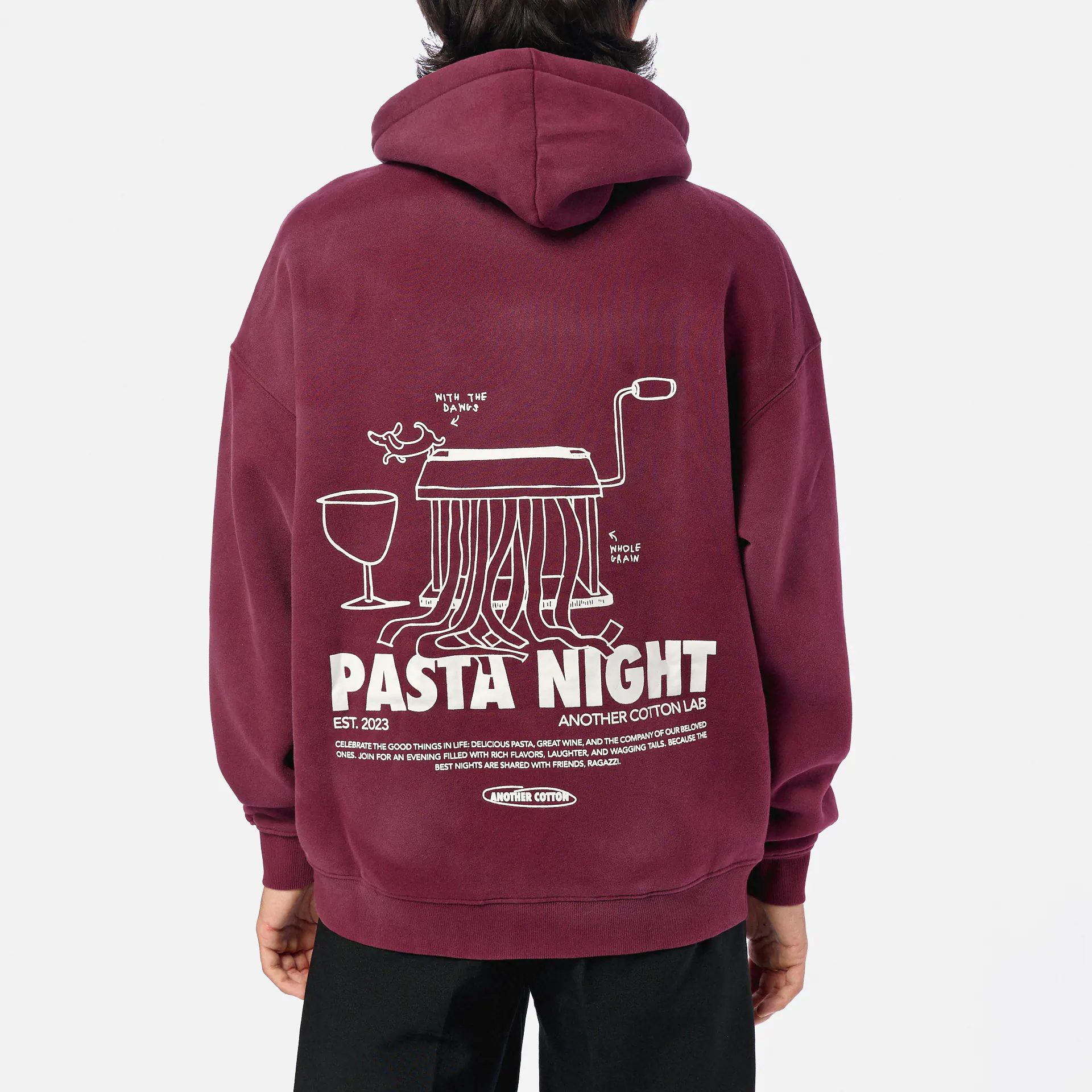 Another Cotton Pasta Night Washed Hoodie Red