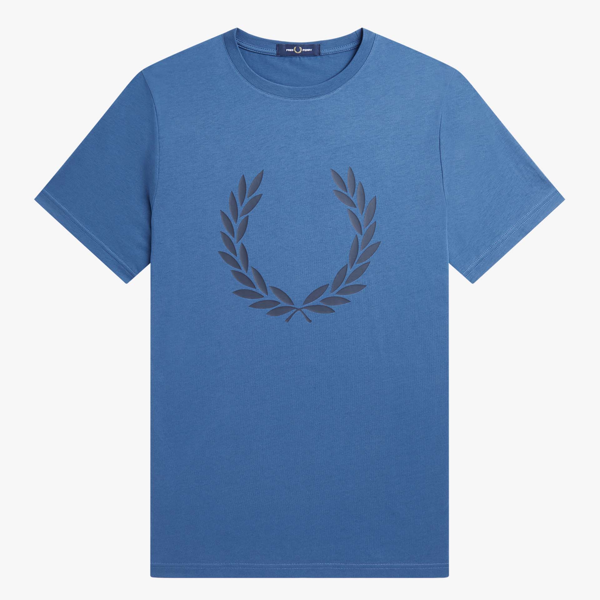 Fred Perry Laurel Wreath Print T-Shirt Midnight Blue