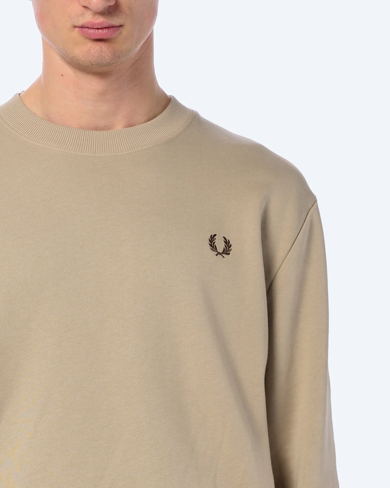 Fred Perry Crew Neck Sweatshirt Warm Oat/Court Green/Burnt Tobacco
