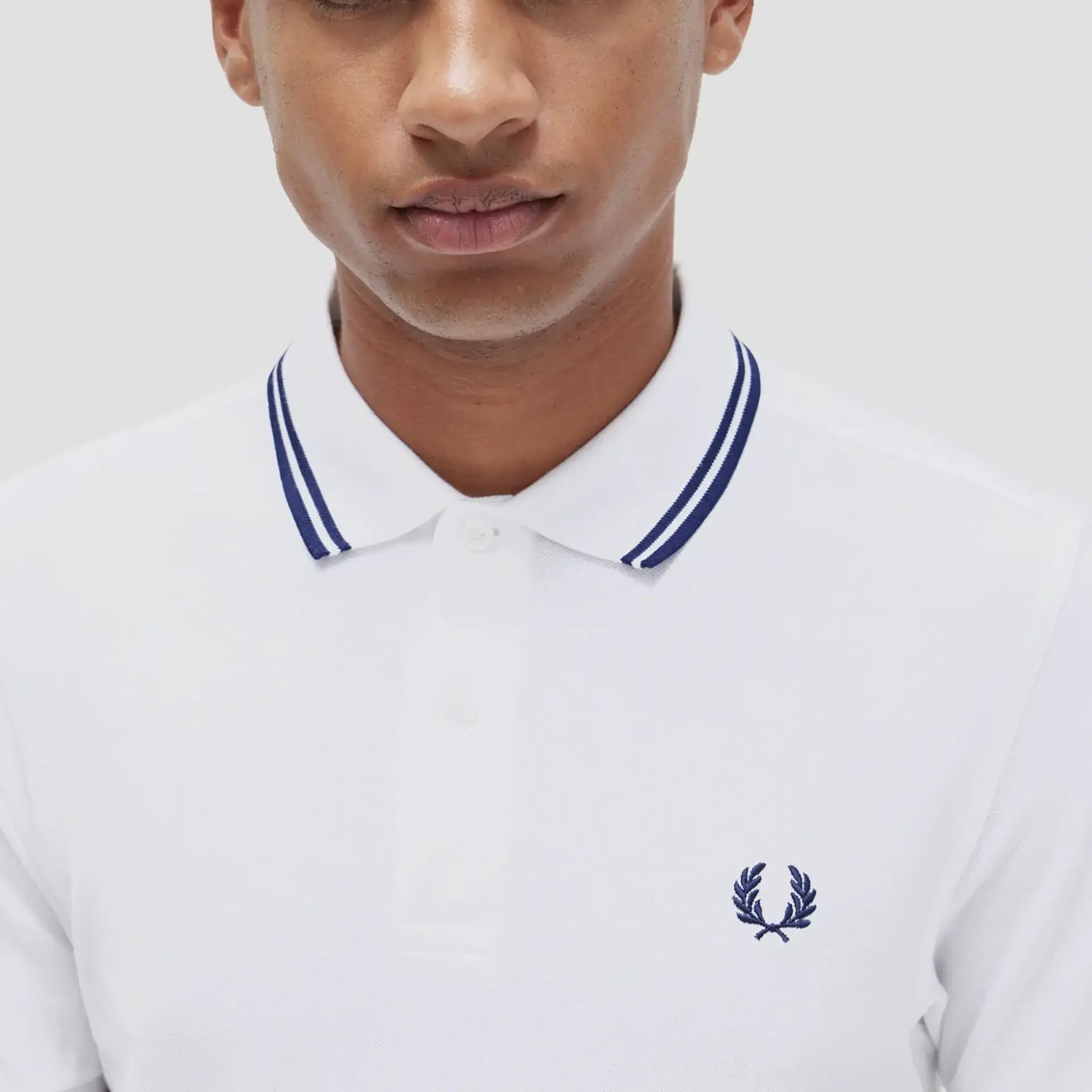 Fred Perry Twin Tipped Polo Shirt White/French Navy/French Navy