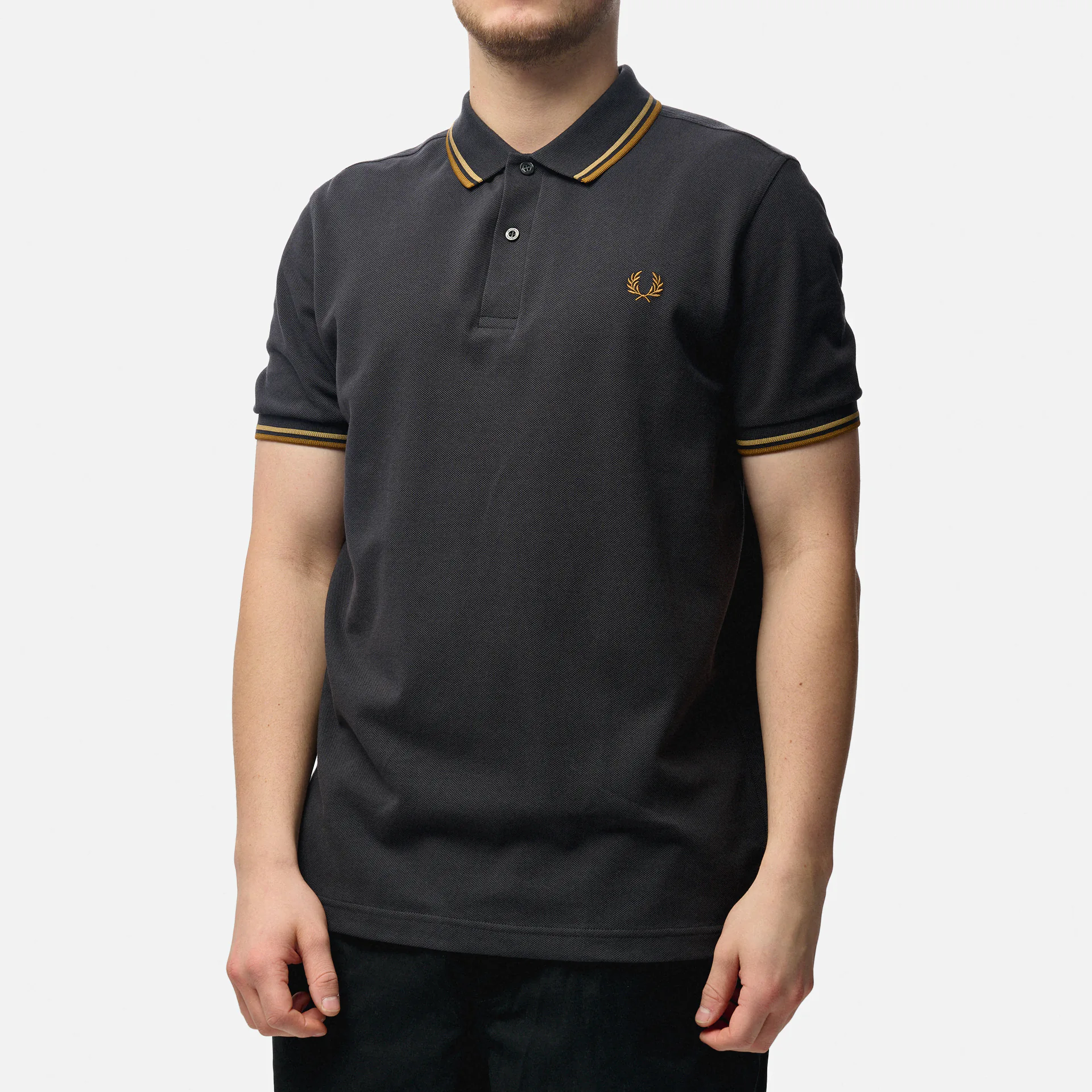 Fred Perry Twin Tipped Polo Shirt Anchor Grey/Warm Stone/Dark Caramel