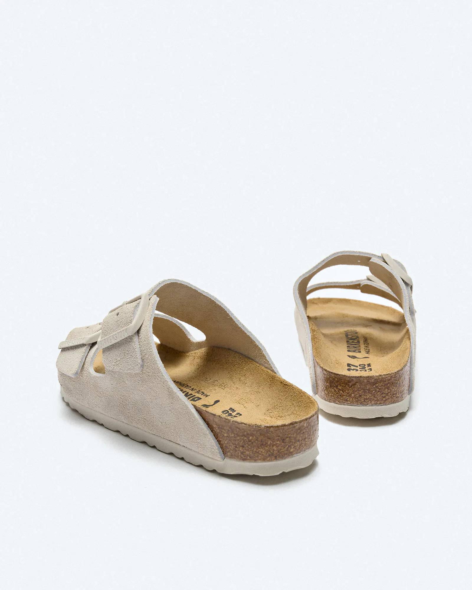 Birkenstock Arizona Suede Leather Sandals Antique White