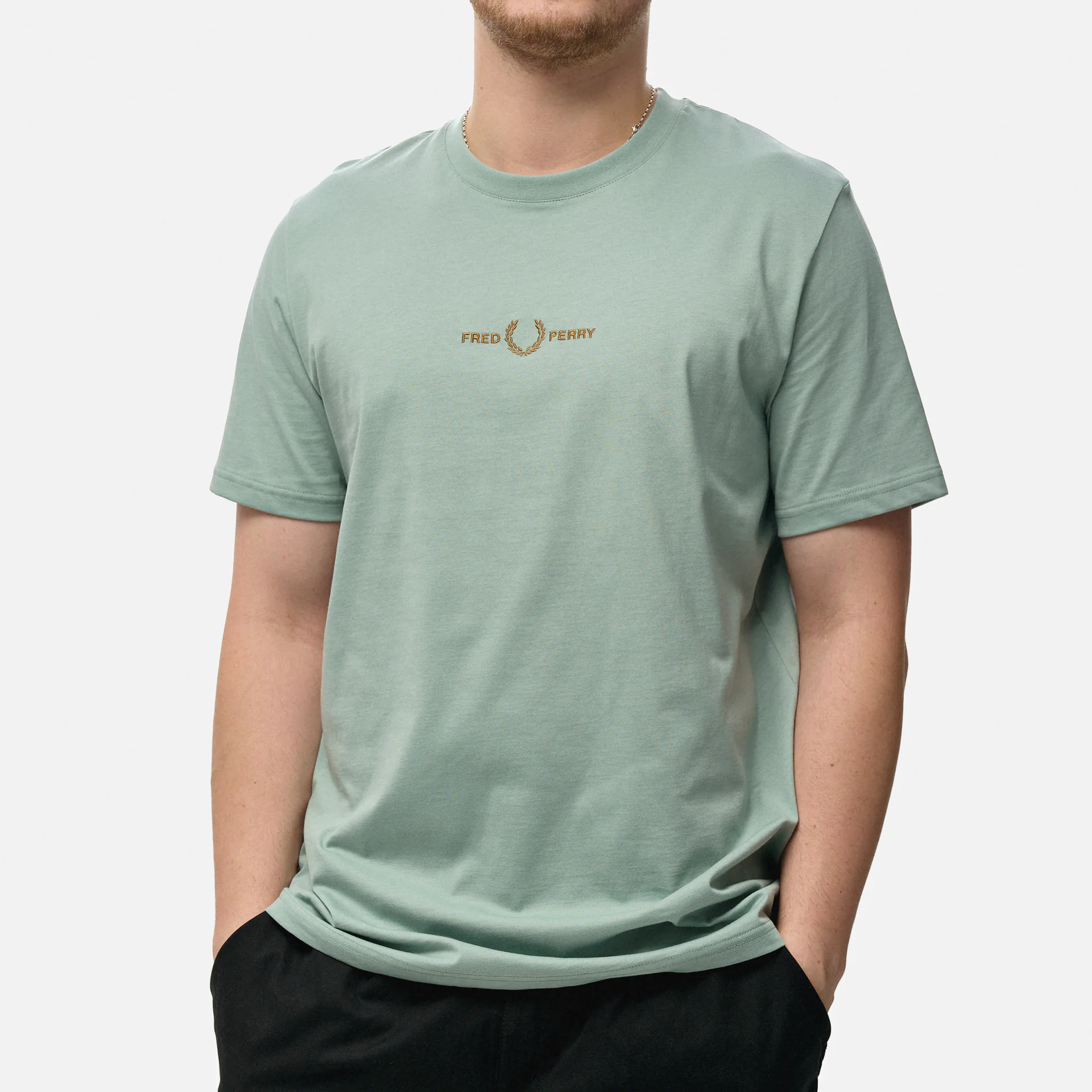 Fred Perry Embroidered T-Shirt Silver Grey